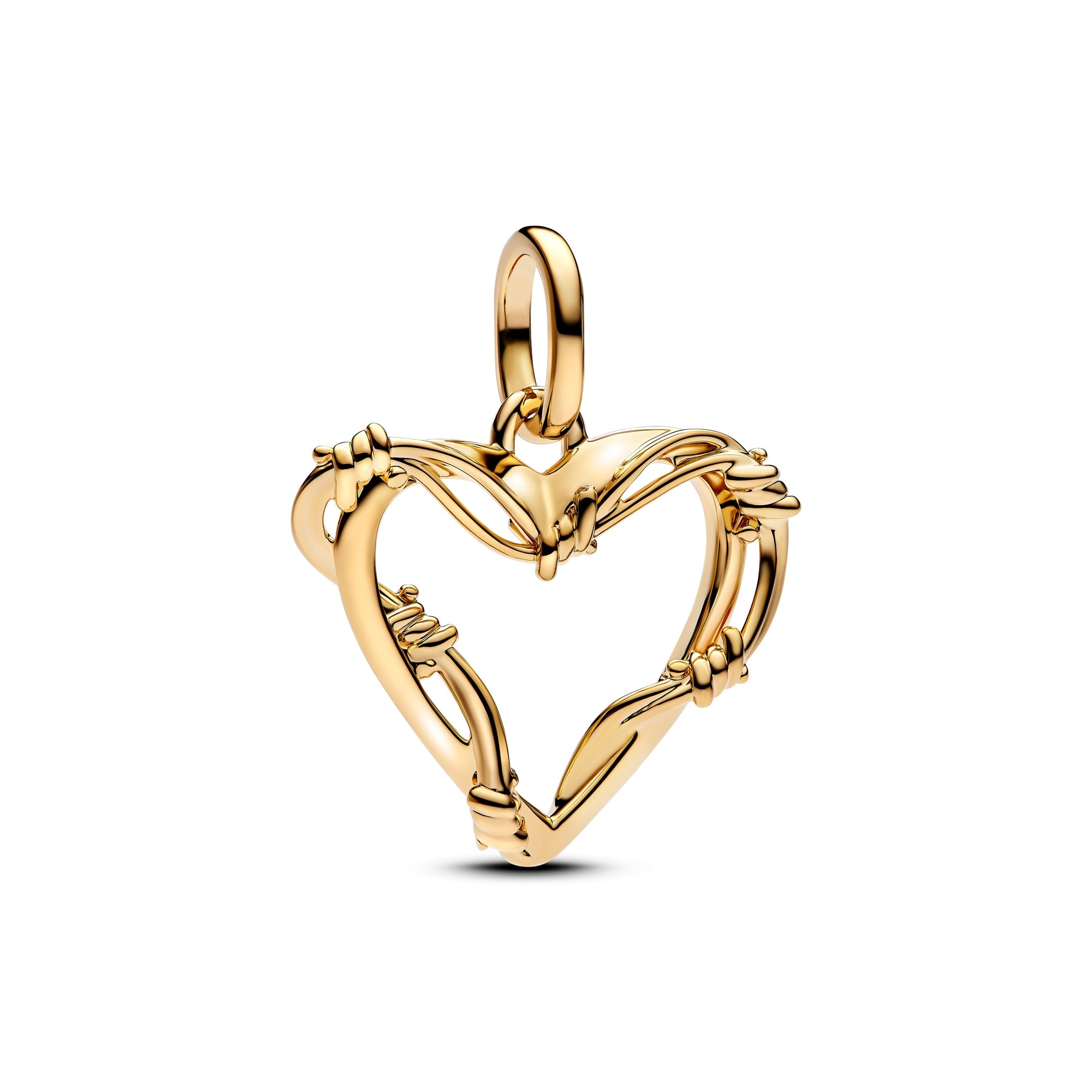 14k Gold-Plated Wire Heart Dangle Charm