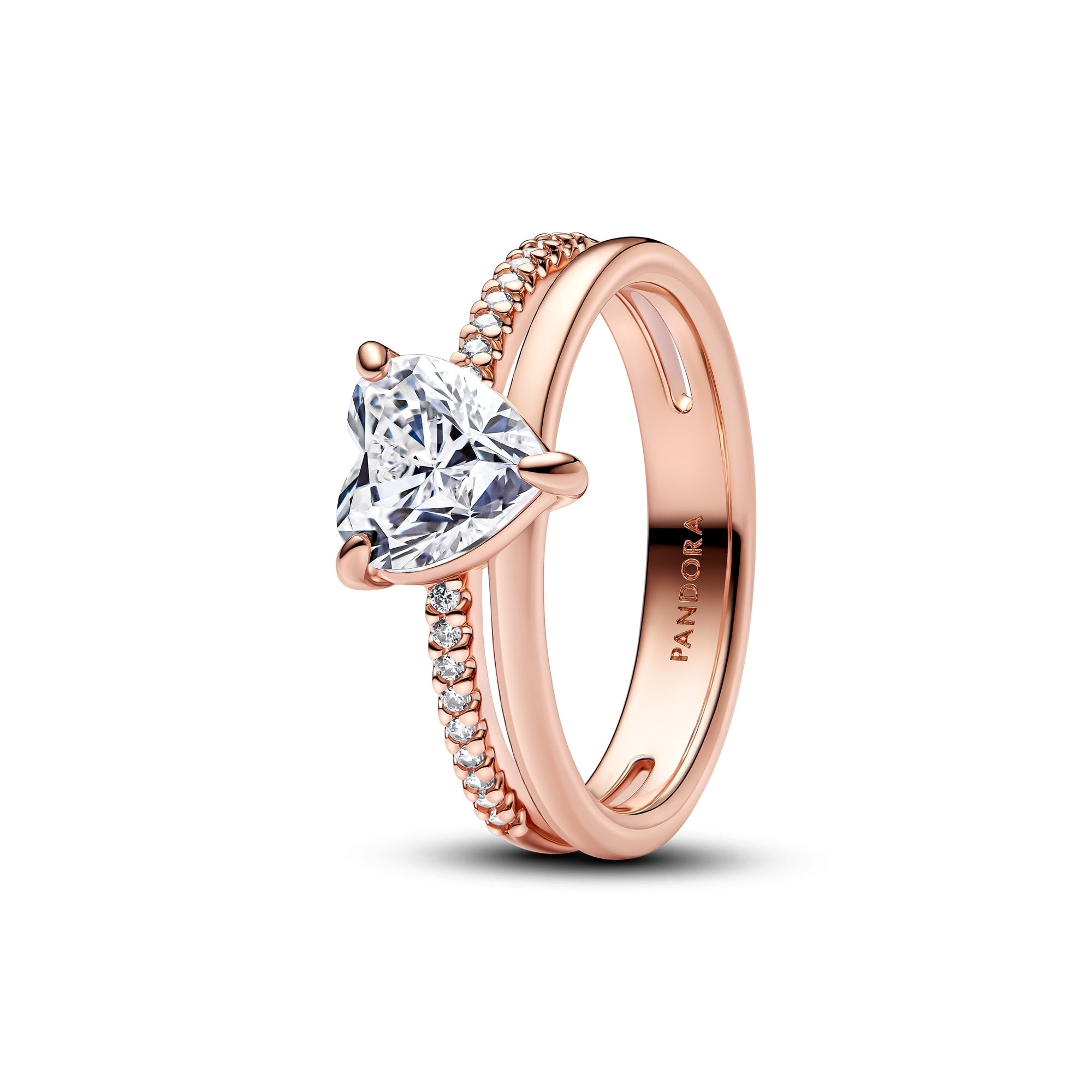 14k Rose Gold-Plated Double Band Heart Ring