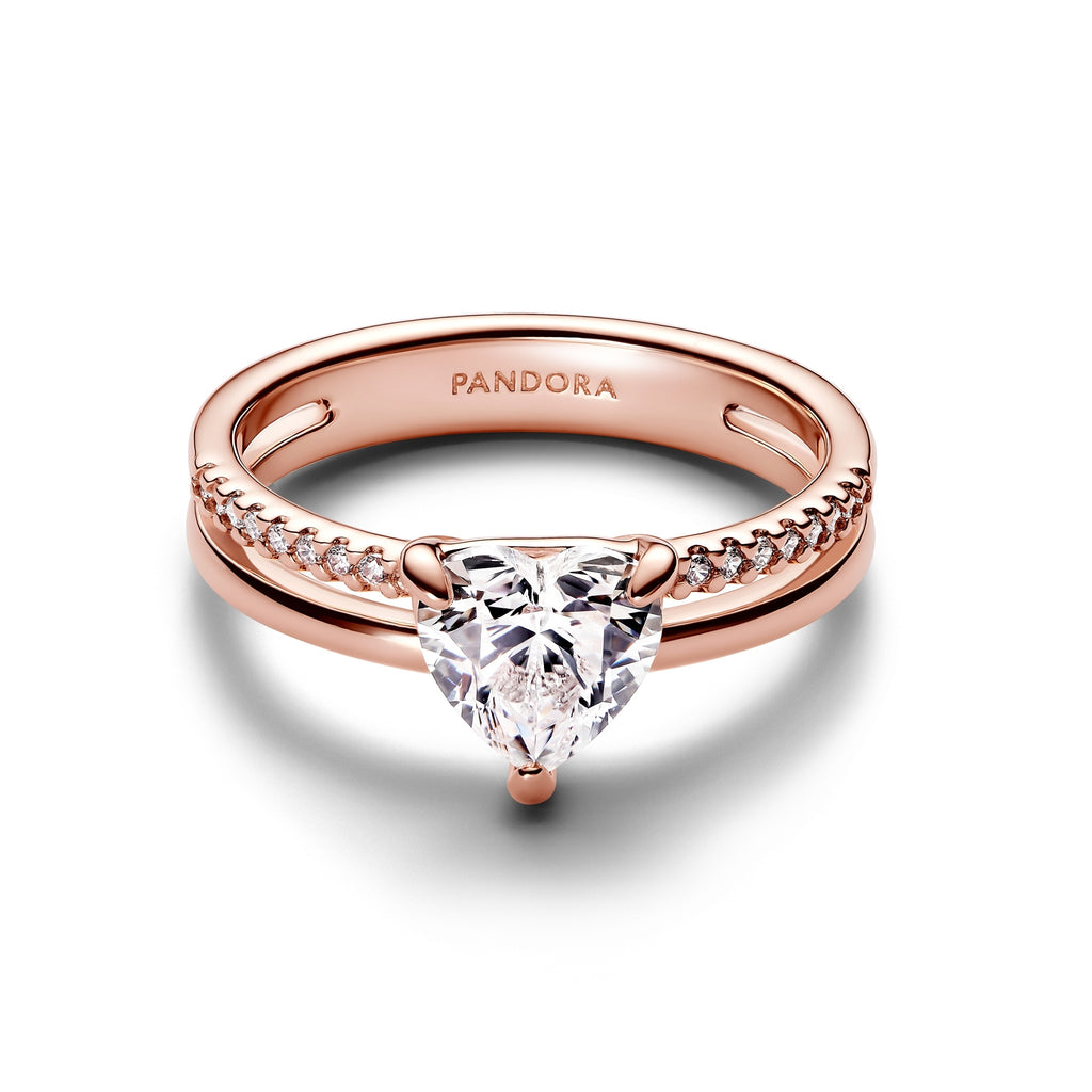 14k Rose Gold-Plated Double Band Heart Ring
