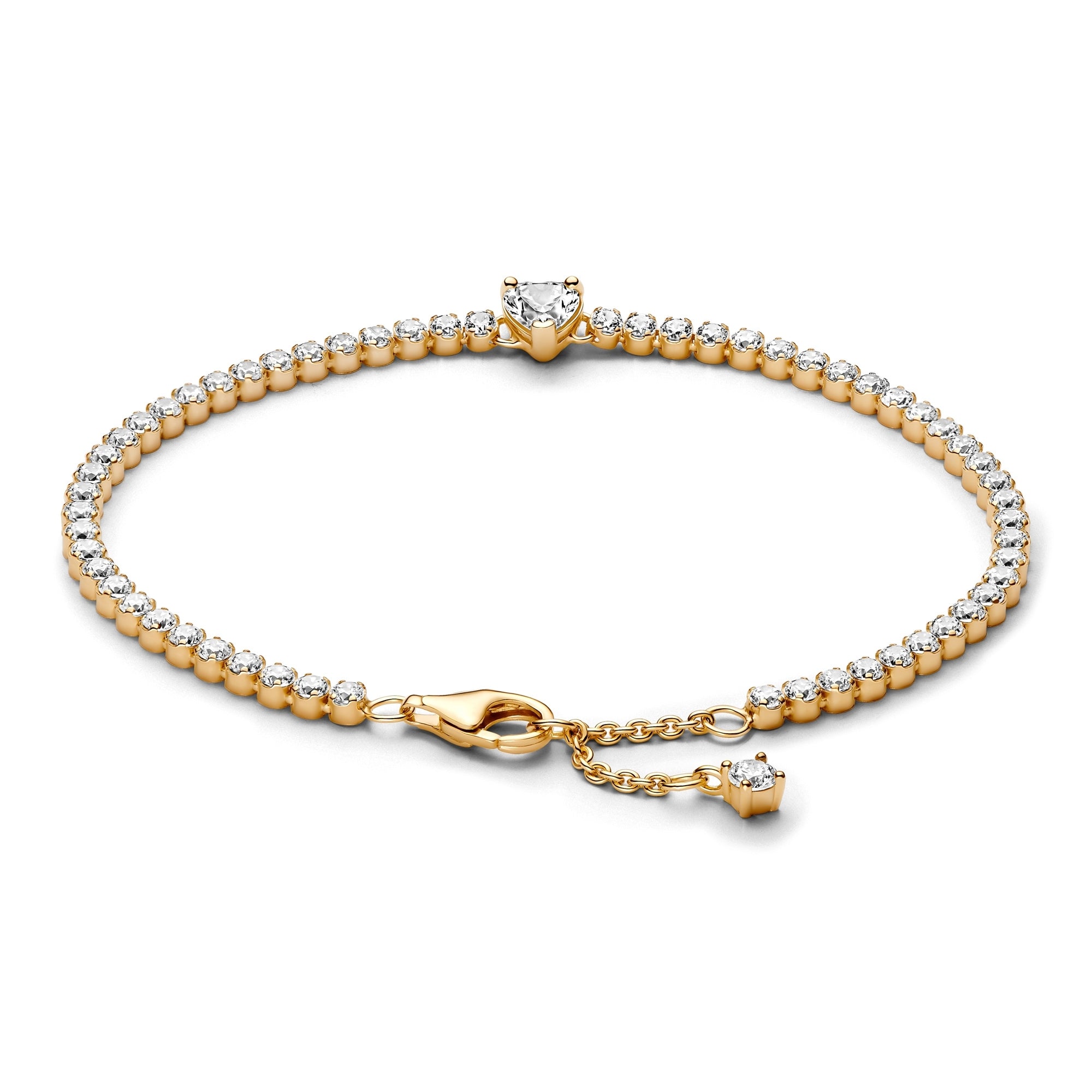 14k Gold-Plated Sparkling Heart Tennis Bracelet