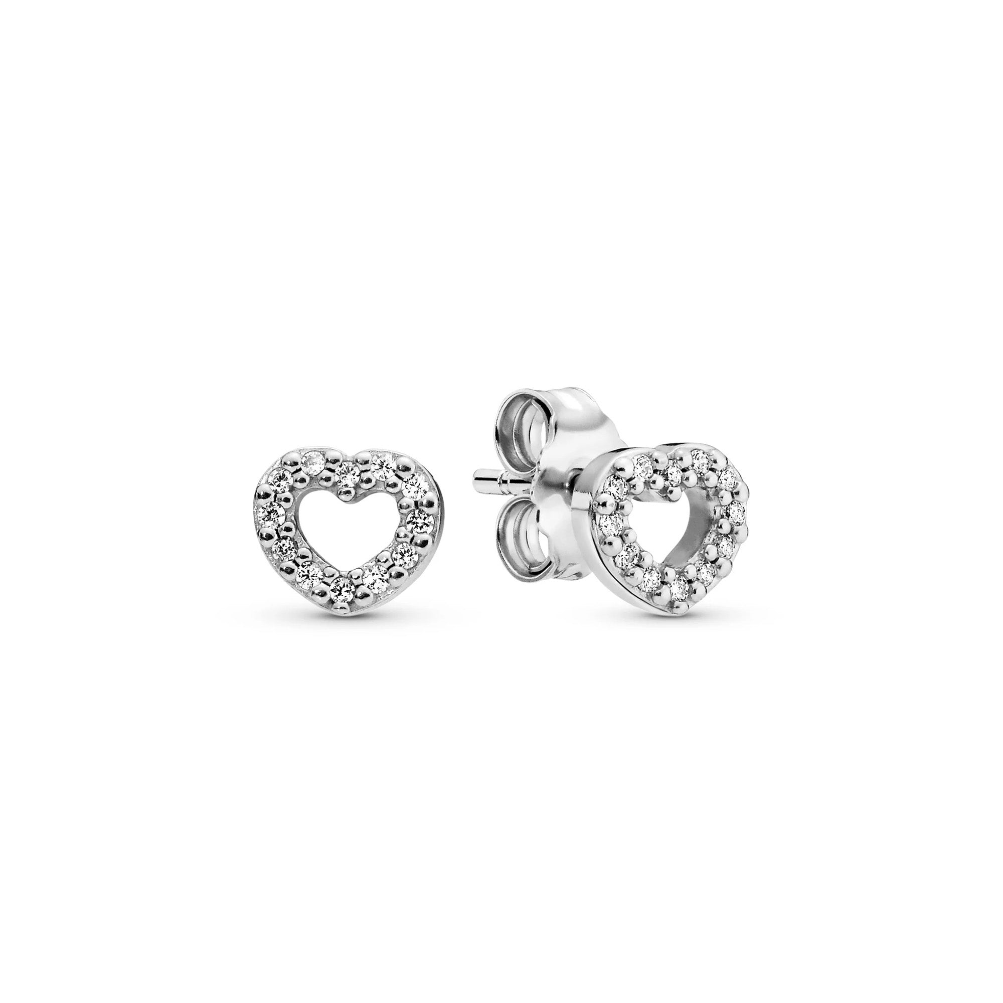Silver Cubic Zirconia Open Heart Studs 290528CZ