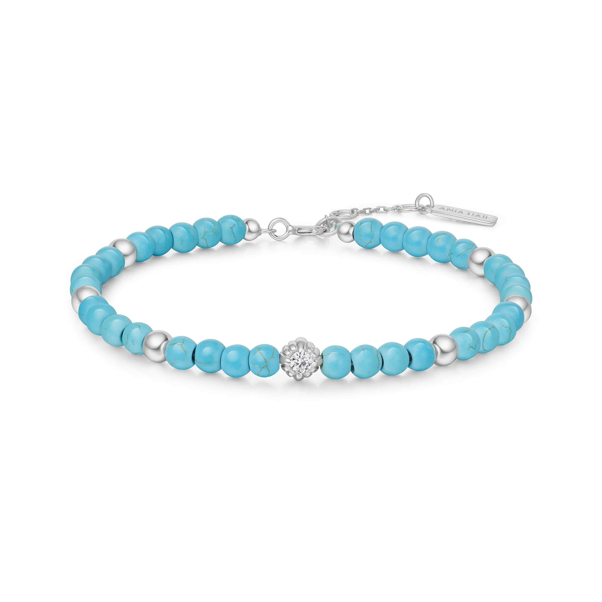 Silver Lab Created Turquoise Bracelet