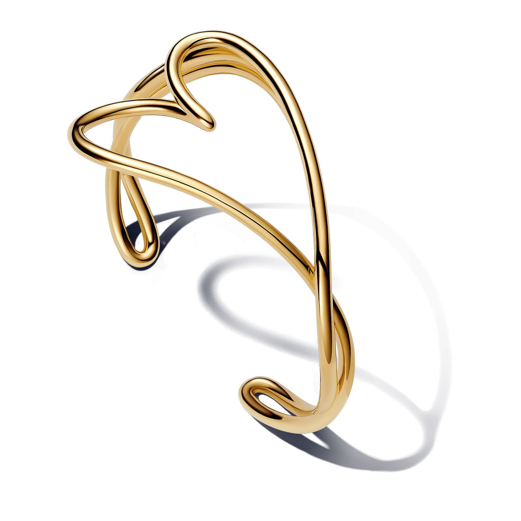 14k Gold-Plated Organically Shaped Heart Bangle