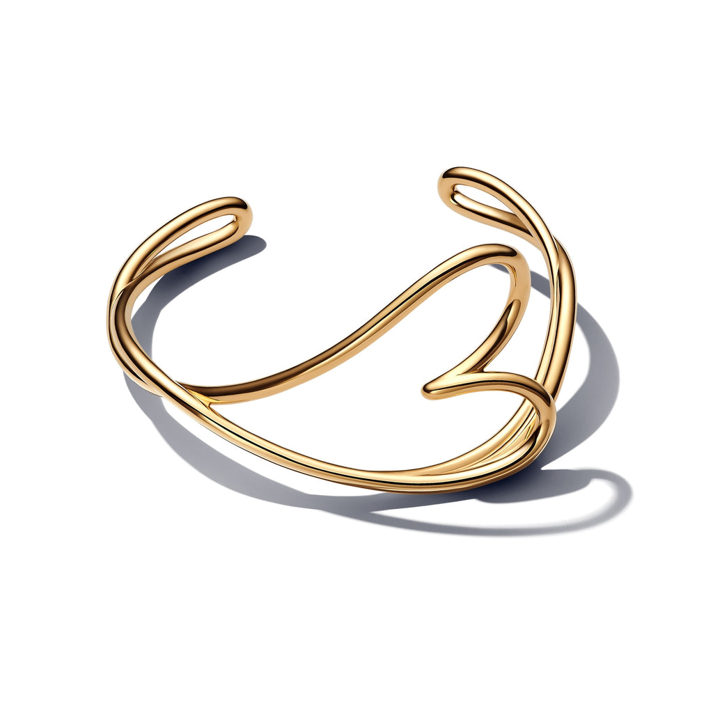 14k Gold-Plated Organically Shaped Heart Bangle