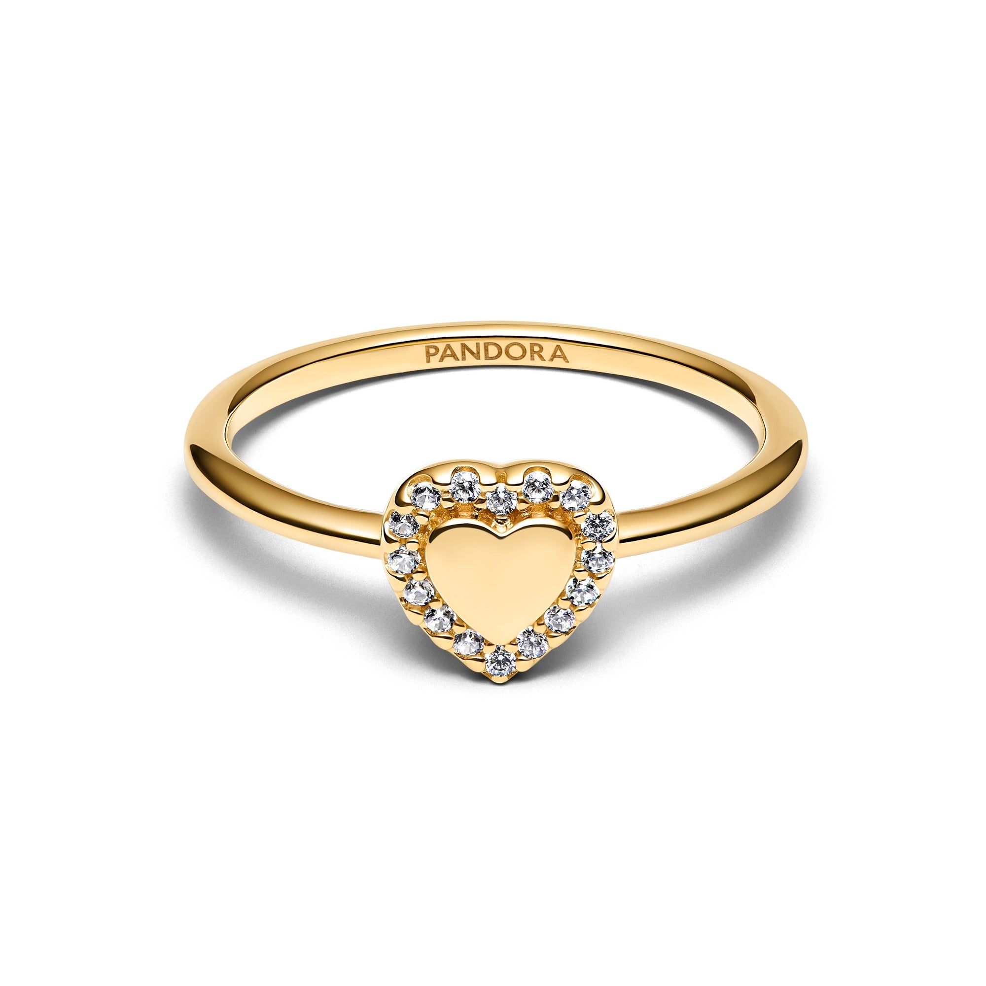 14k Gold-Plated Engravable Heart Halo Ring