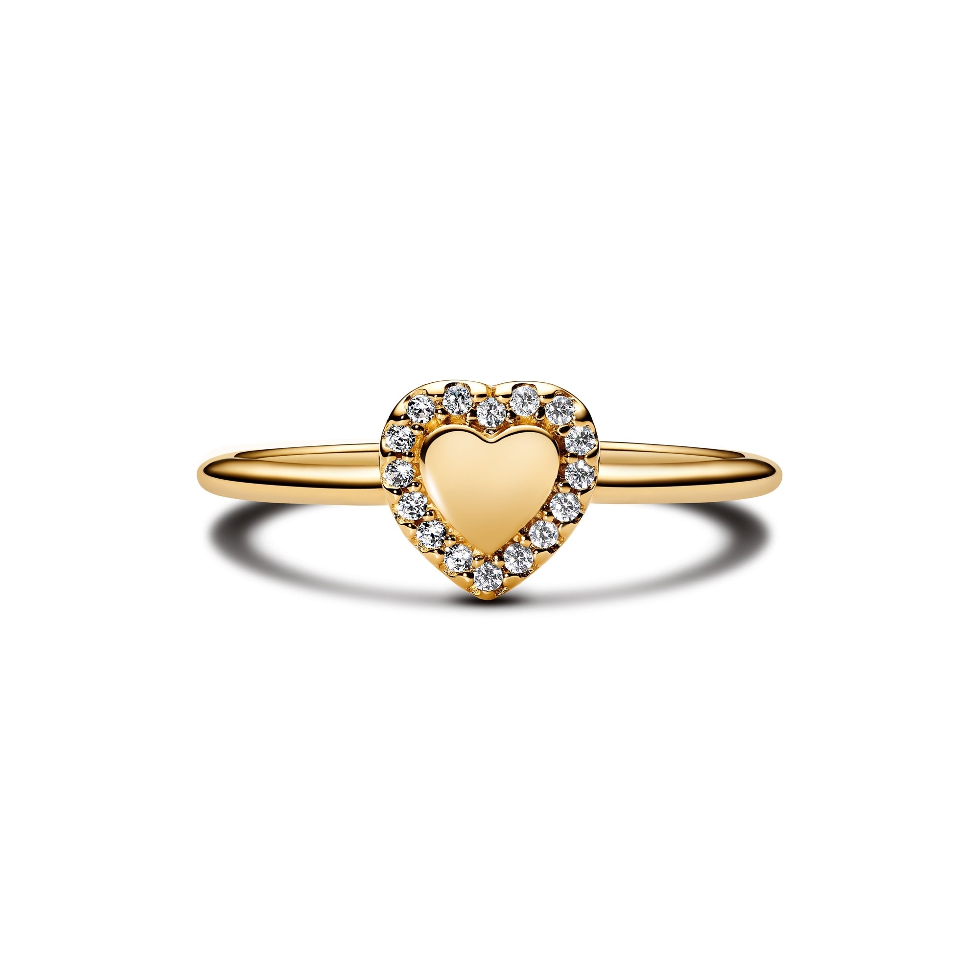 14k Gold-Plated Engravable Heart Halo Ring
