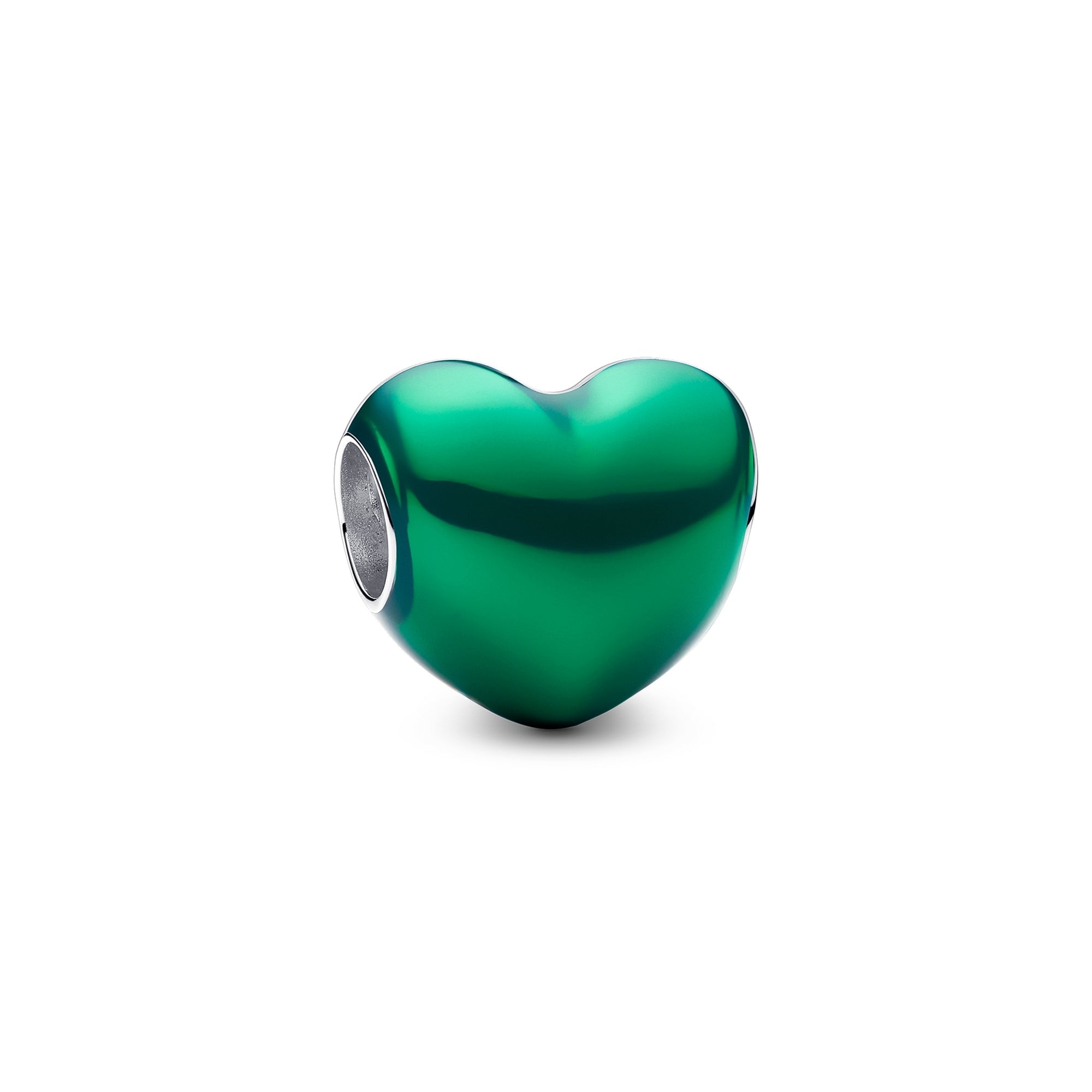 Metallic Green Heart Charm