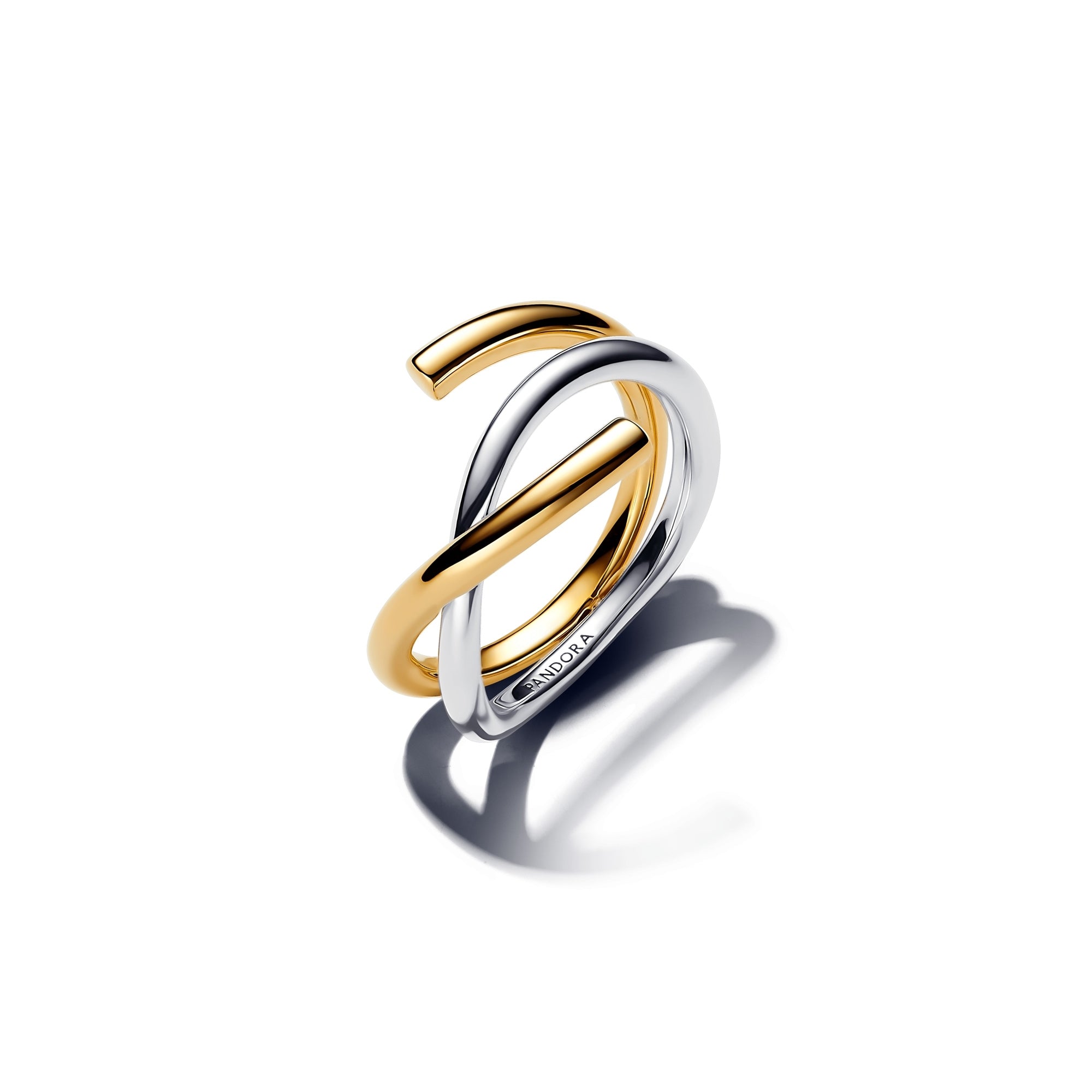 14k Gold-Plated Organically Shaped Two-tone Double Ring