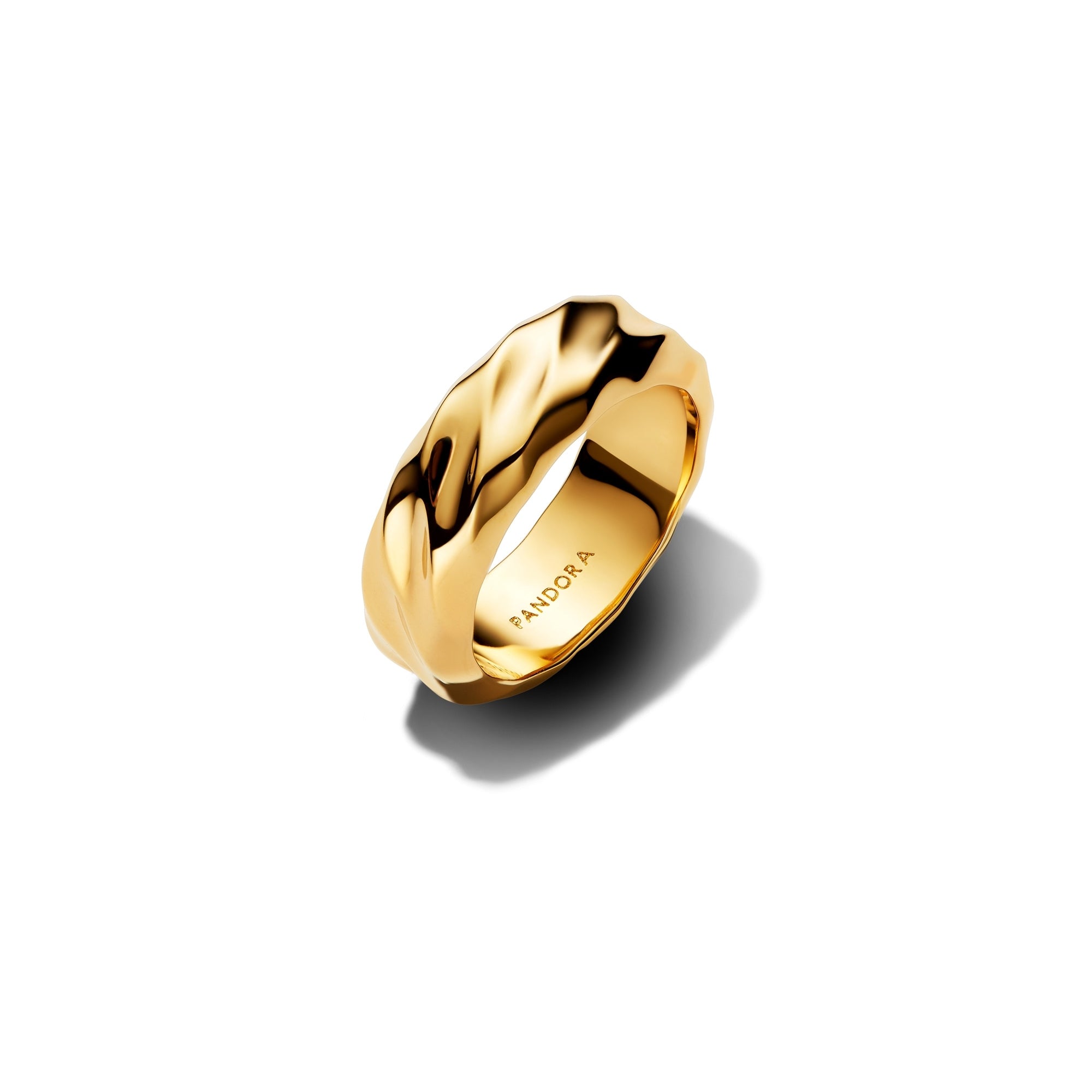 14k Gold-Plated Rippled Wide Band Ring