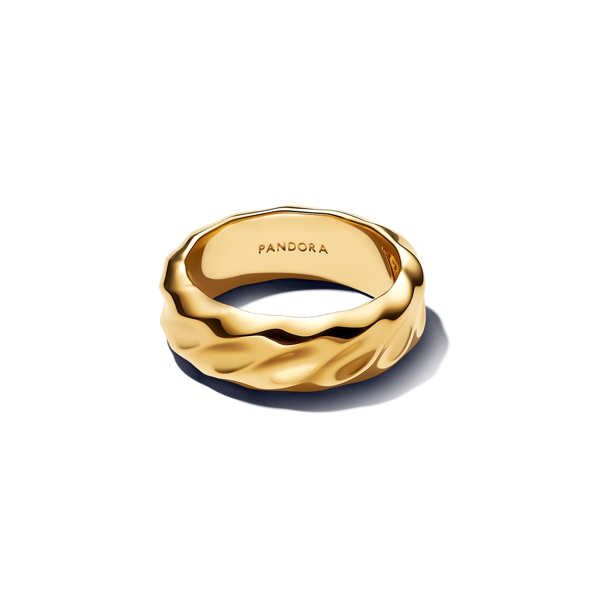 14k Gold-Plated Rippled Wide Band Ring
