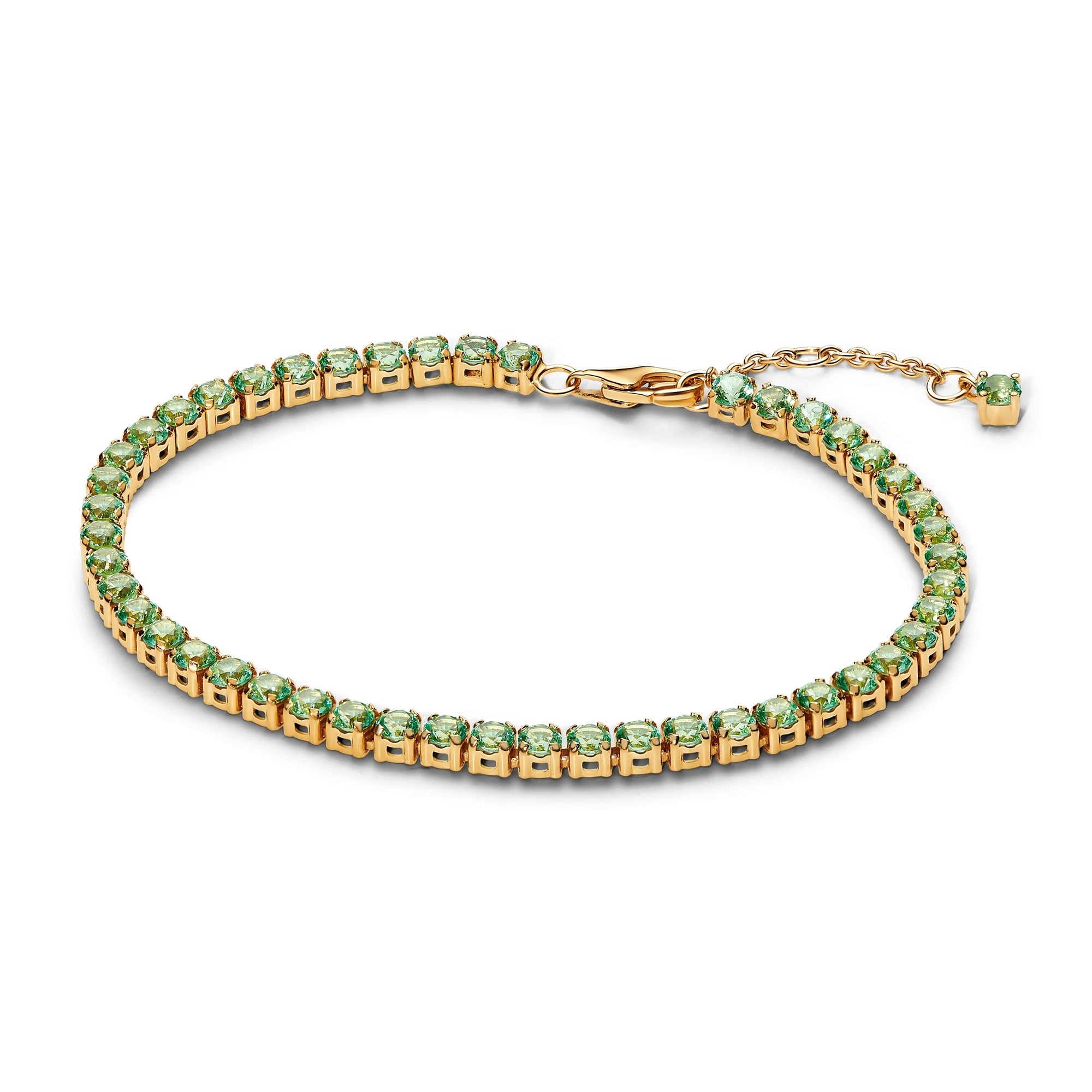 14k Gold-Plated Sparkling Green Tennis Bracelet