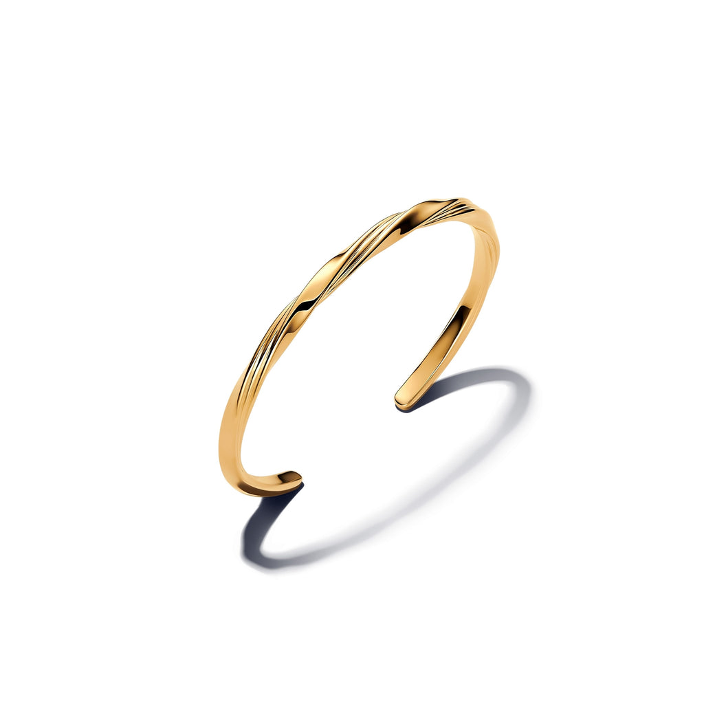 14k Gold-Plated Twisted Open Bangle