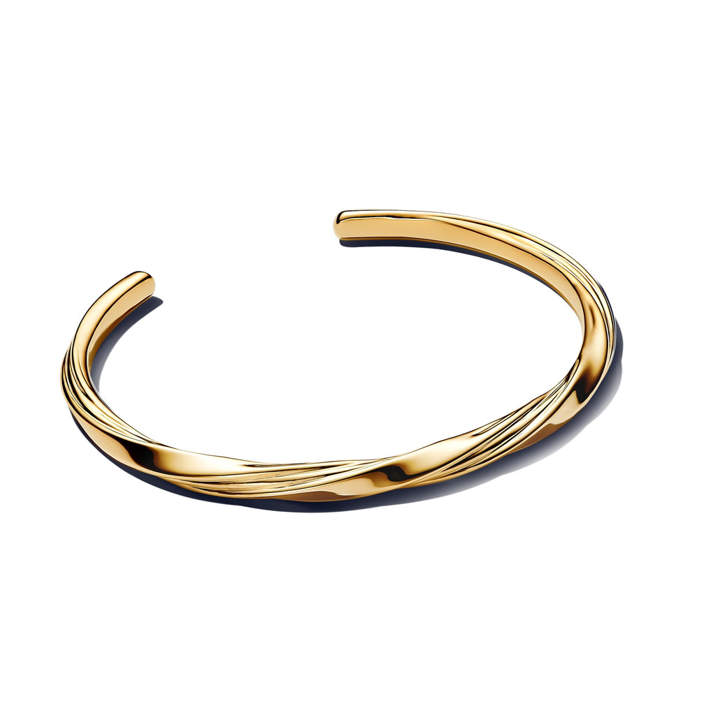 14k Gold-Plated Twisted Open Bangle