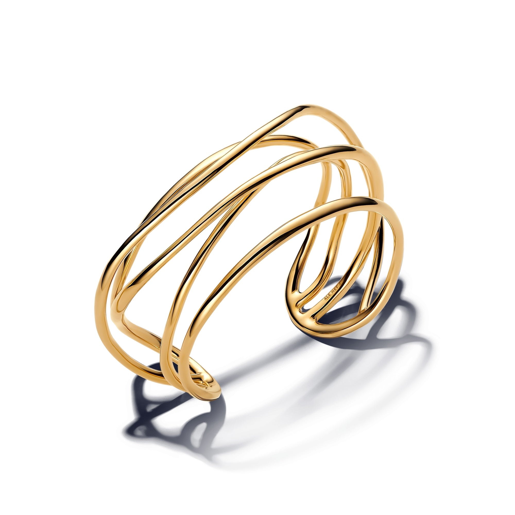 14k Gold-Plated Organically Shaped Wired Open Bangle
