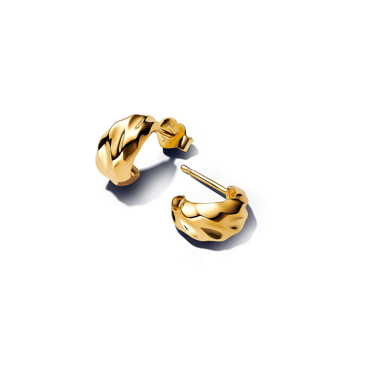 14k Gold-Plated Rippled Open Hoop Earrings