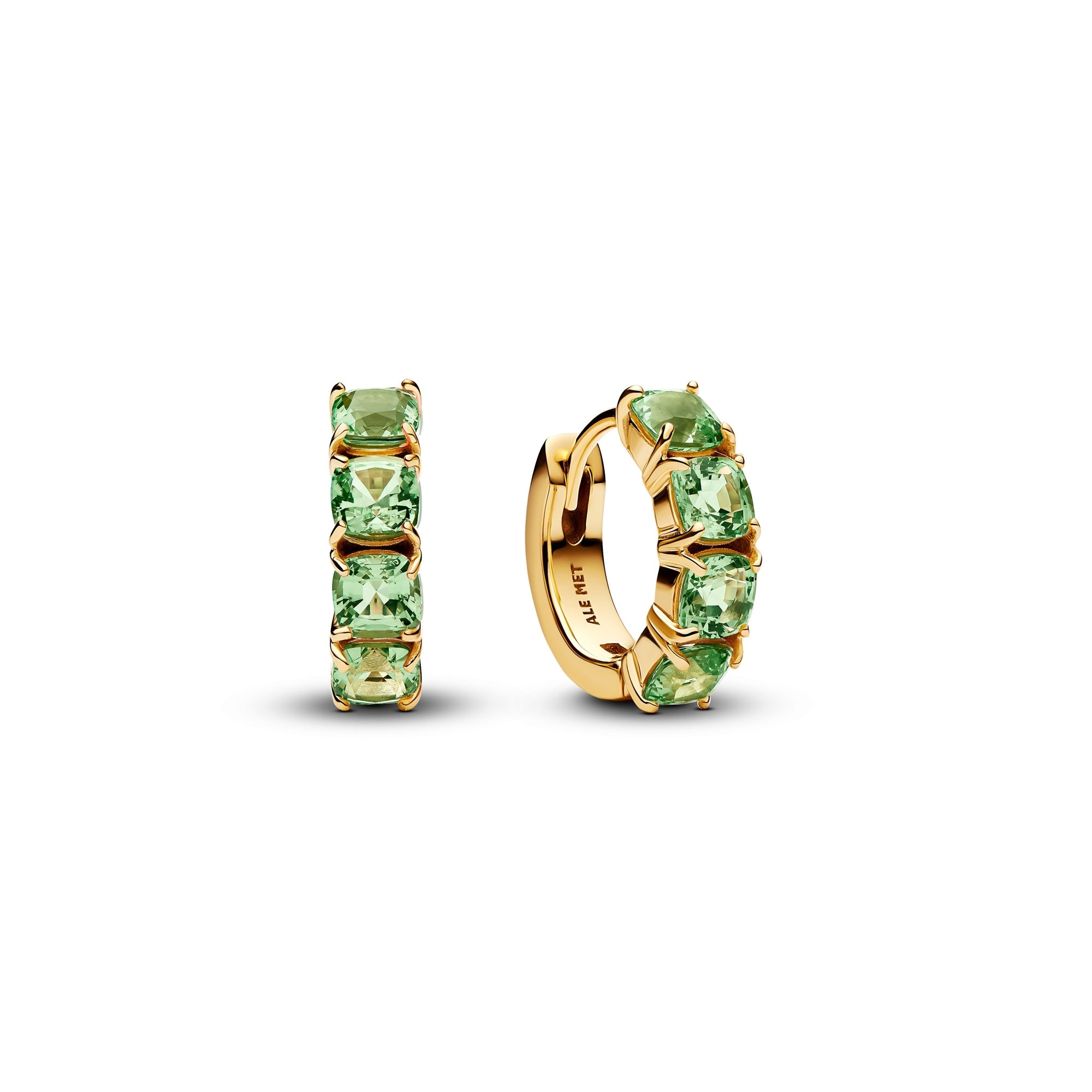 14k Gold-Plated Green Hoop Earrings