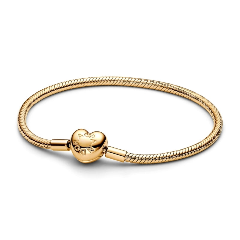 14k Gold-Plated Heart Clasp Snake Chain Bracelet