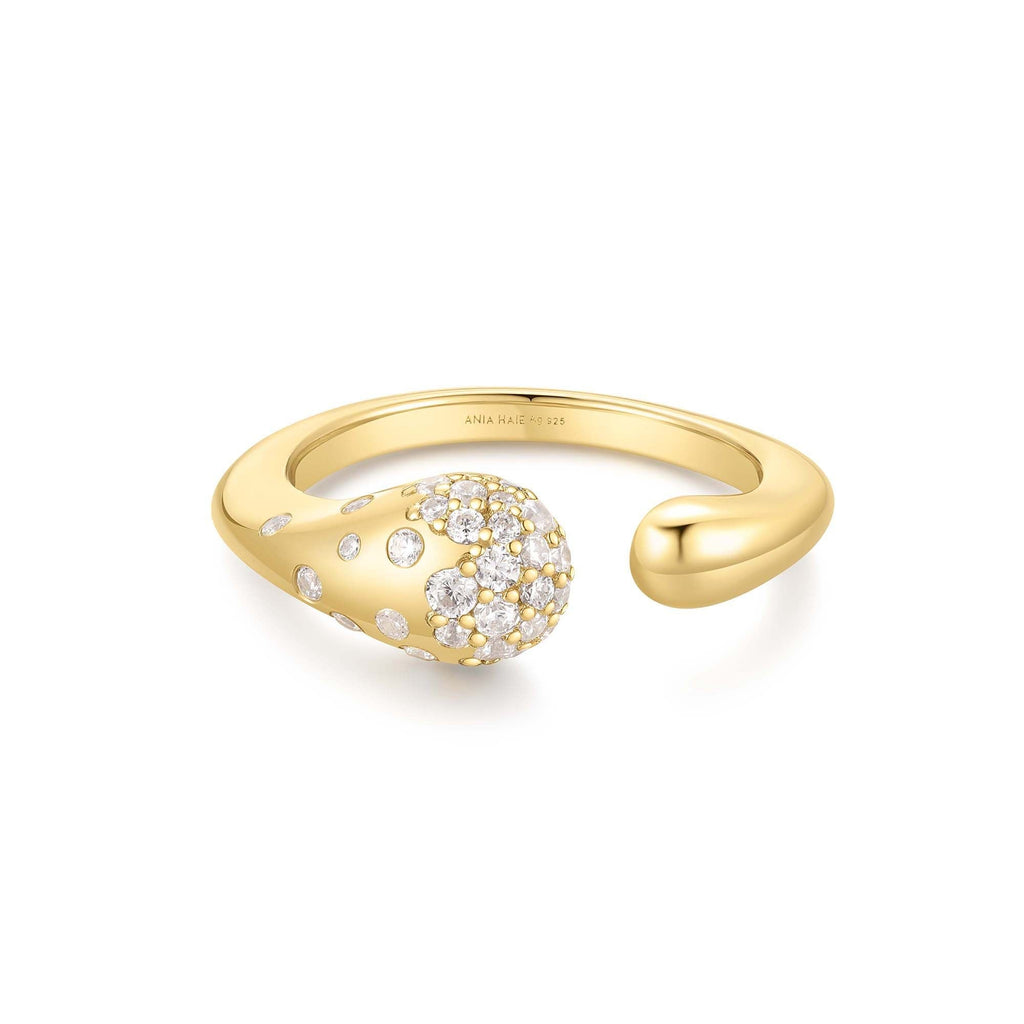 Gold Sparkling Sculptural Crossover Adjustable Ring