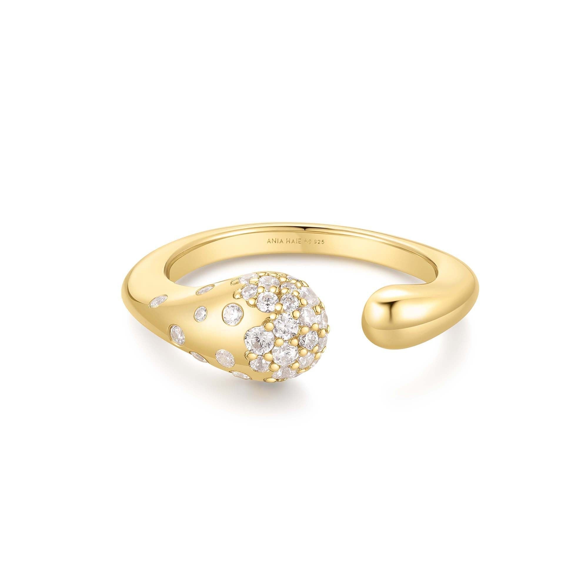 Gold Sparkling Sculptural Crossover Adjustable Ring