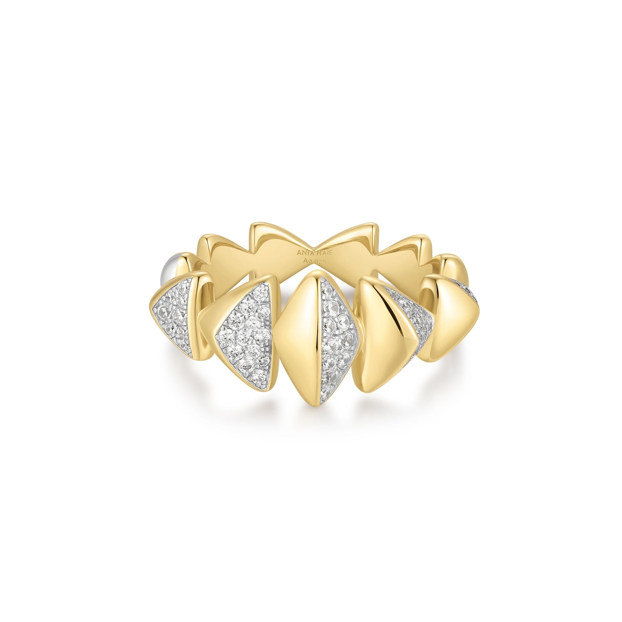 Two-Tone Sparkling Bold Puffy Spike Ring