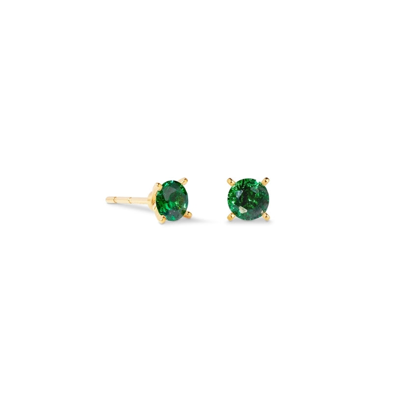 Glam Dot 5 mm gold-dark green Stud Earrings