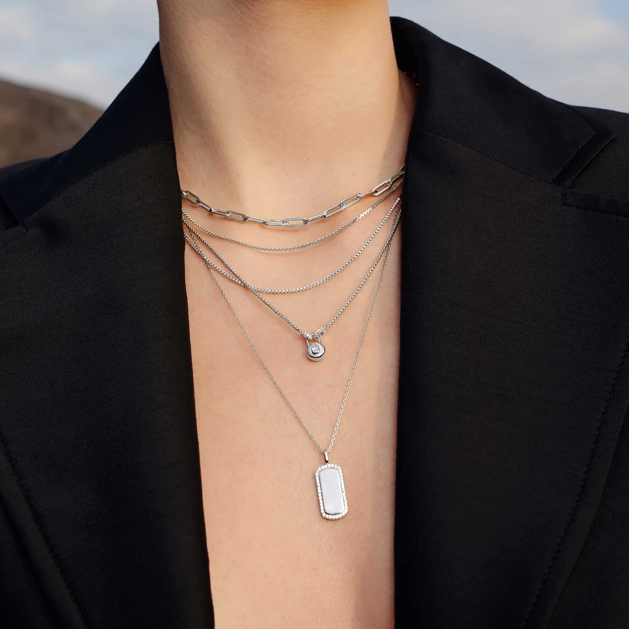 Silver Paper Clip Chain Necklace