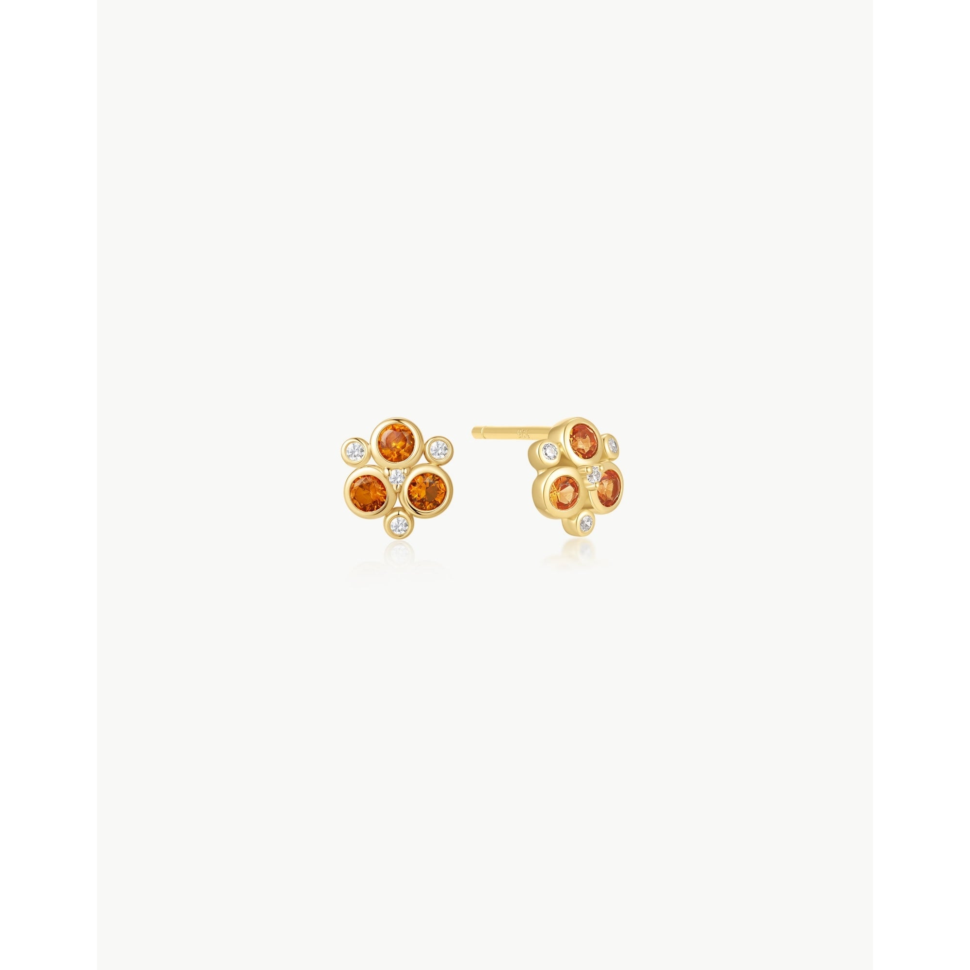 Gold Nano Gem Floral Trio Stud Earrings