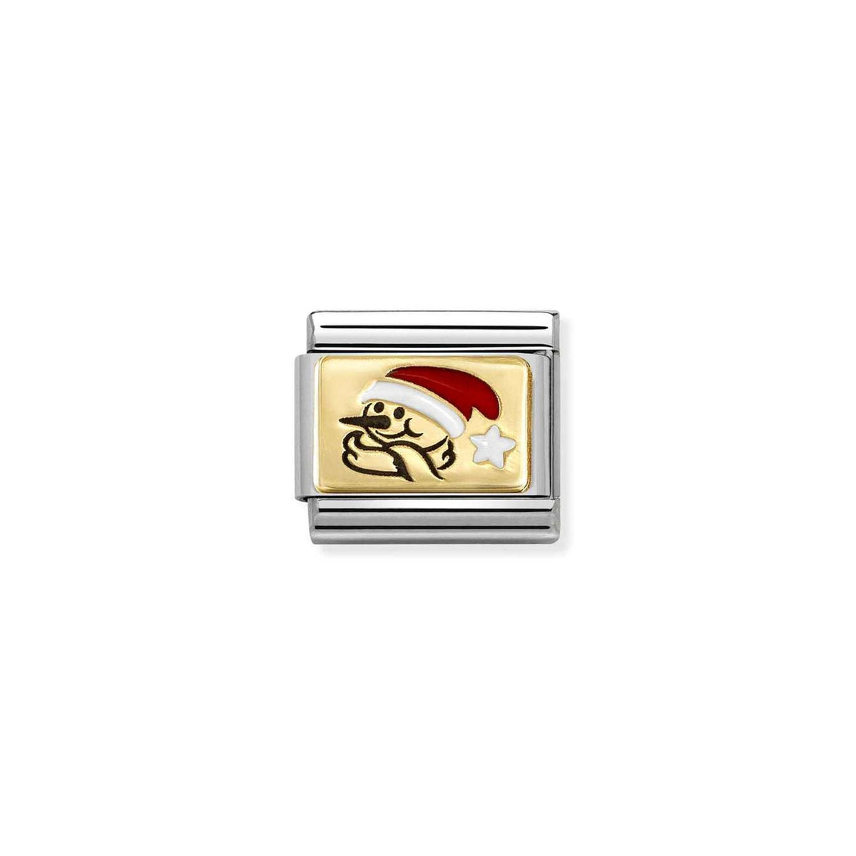 Composable Classic PLATES (IC) in steel, enamel and 18k gold Snowman RED hat