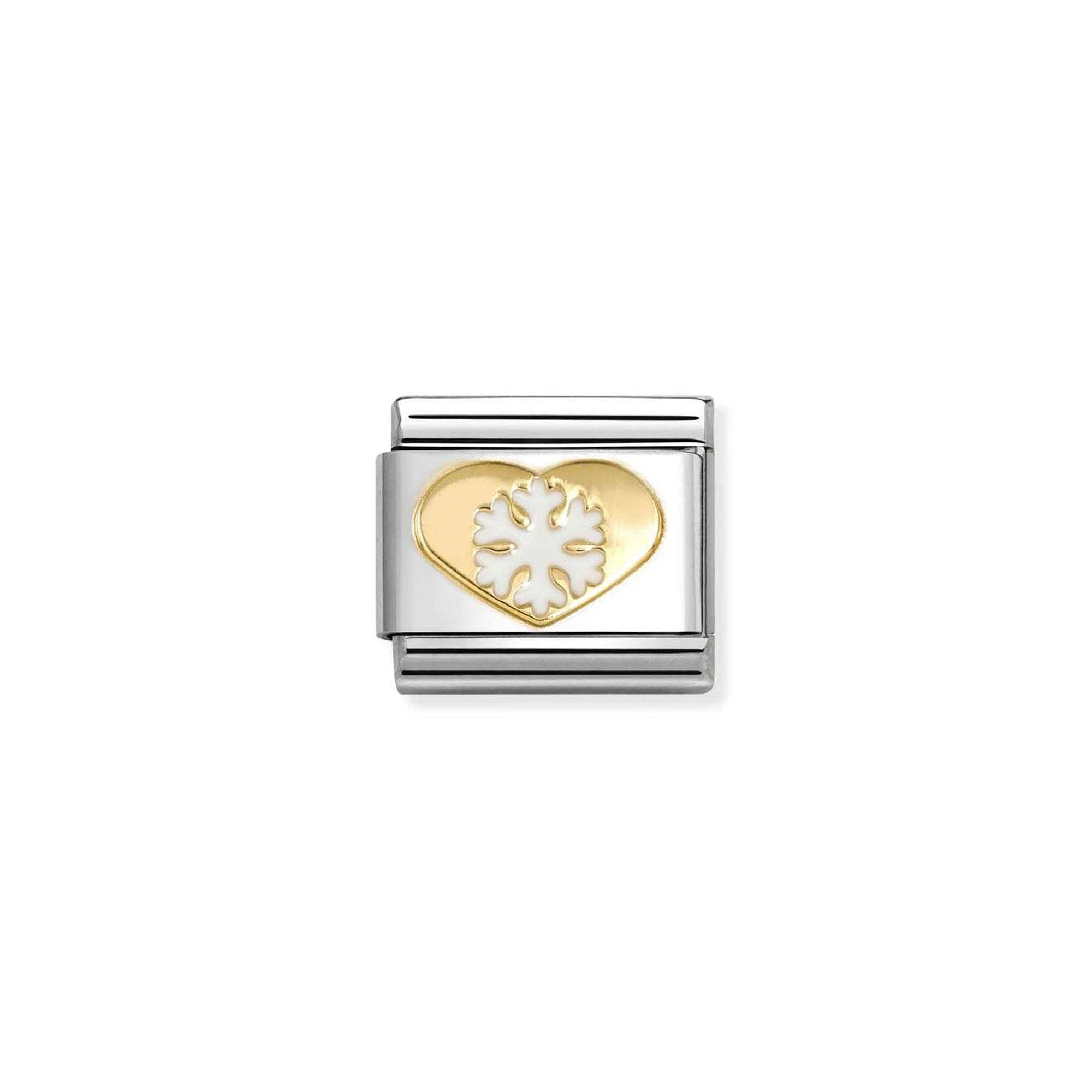 COMPOSABLE Classic CHRISTMAS in stainless steel with enamel and 18k gold Heart with snowflake