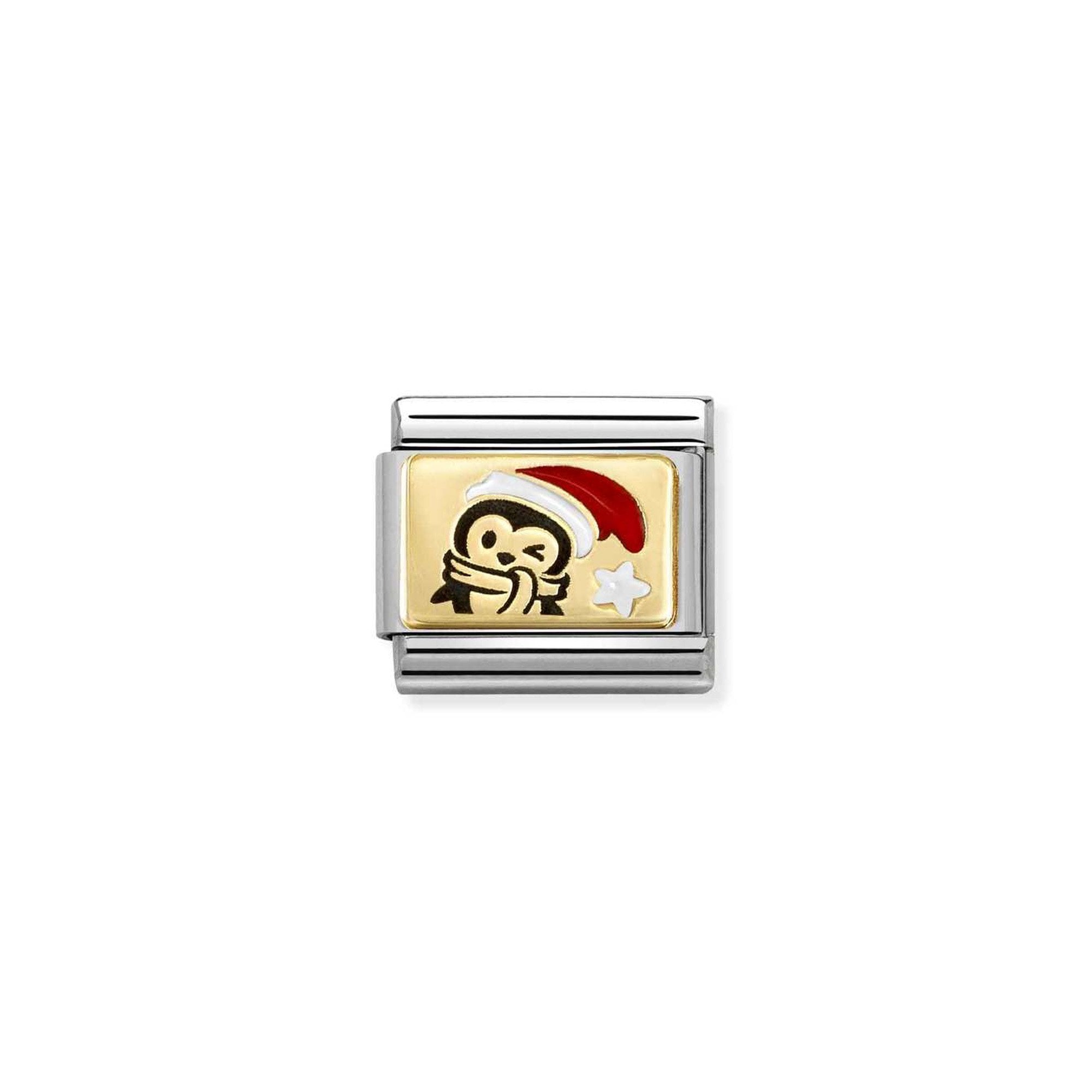 Composable Classic PLATES (IC) in steel, enamel and 18k gold Penguin RED hat