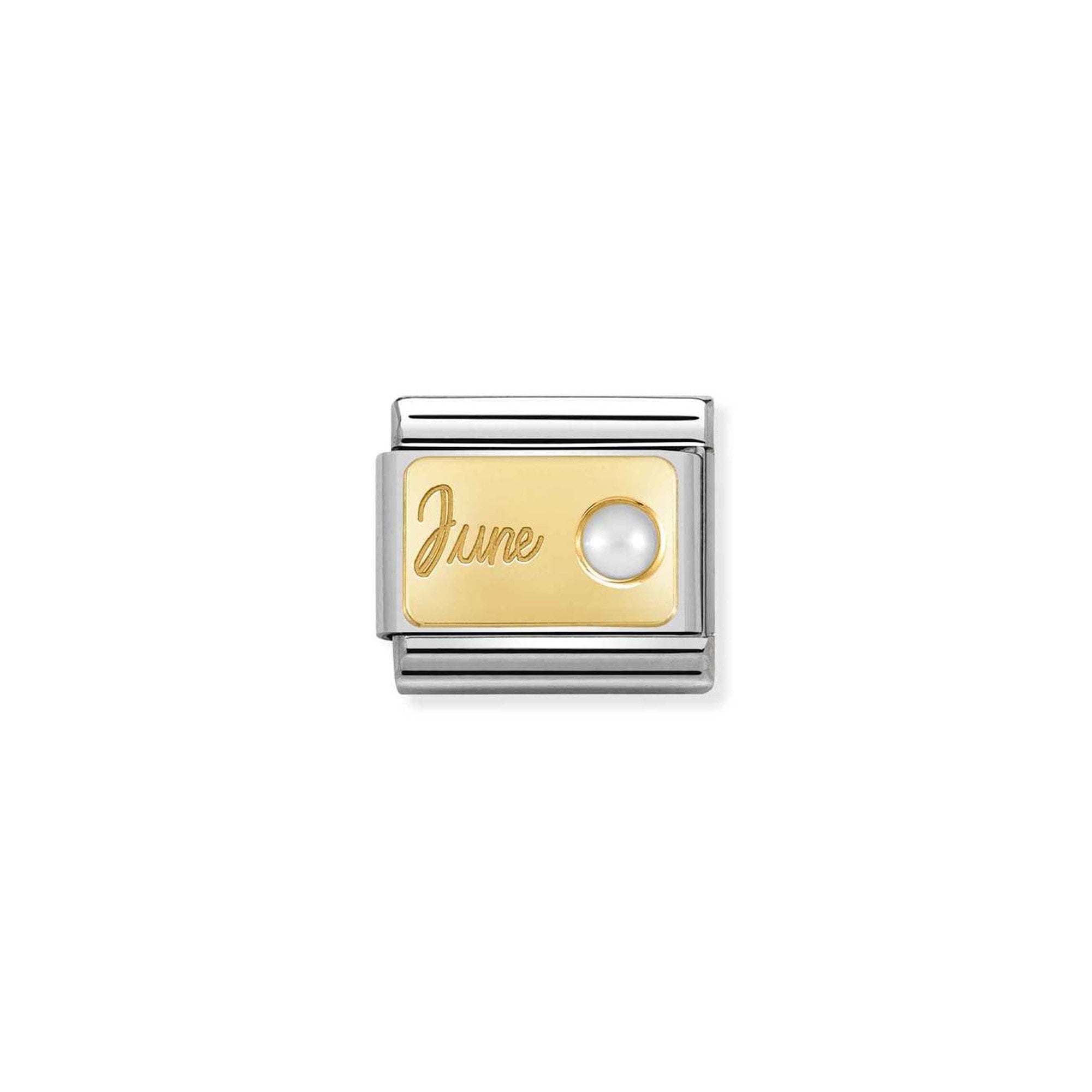 Composable Classic MONTH STONE in steel, stones and 18k gold June WHITE PEARL