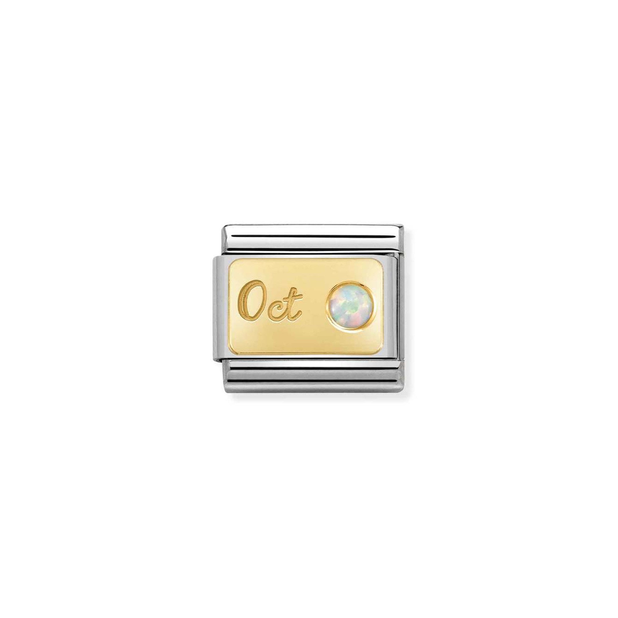 Composable Classic MONTH STONE in steel, stones and 18k gold October WHITE OPAL