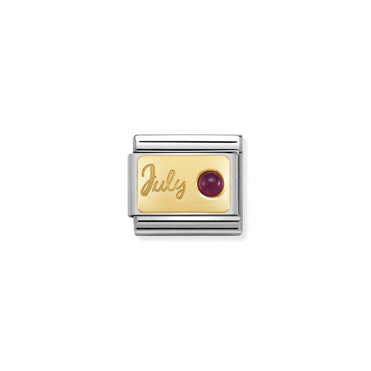 Composable Classic MONTH STONE in steel, stones and 18k gold July RUBY