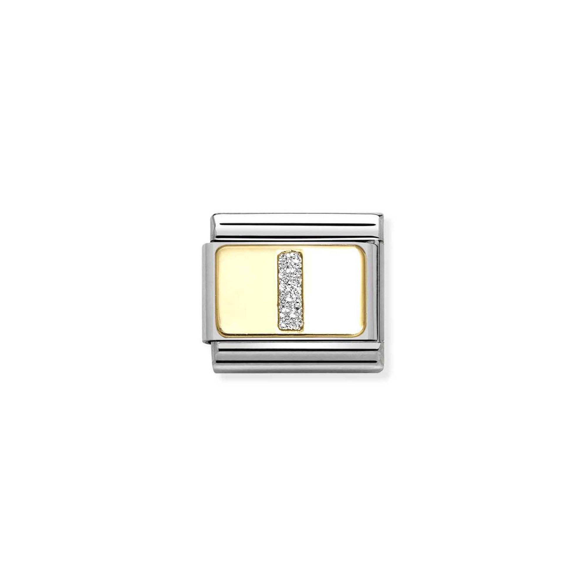 Composable Classic GLITTER LETTER steel, enamel and 18k gold I