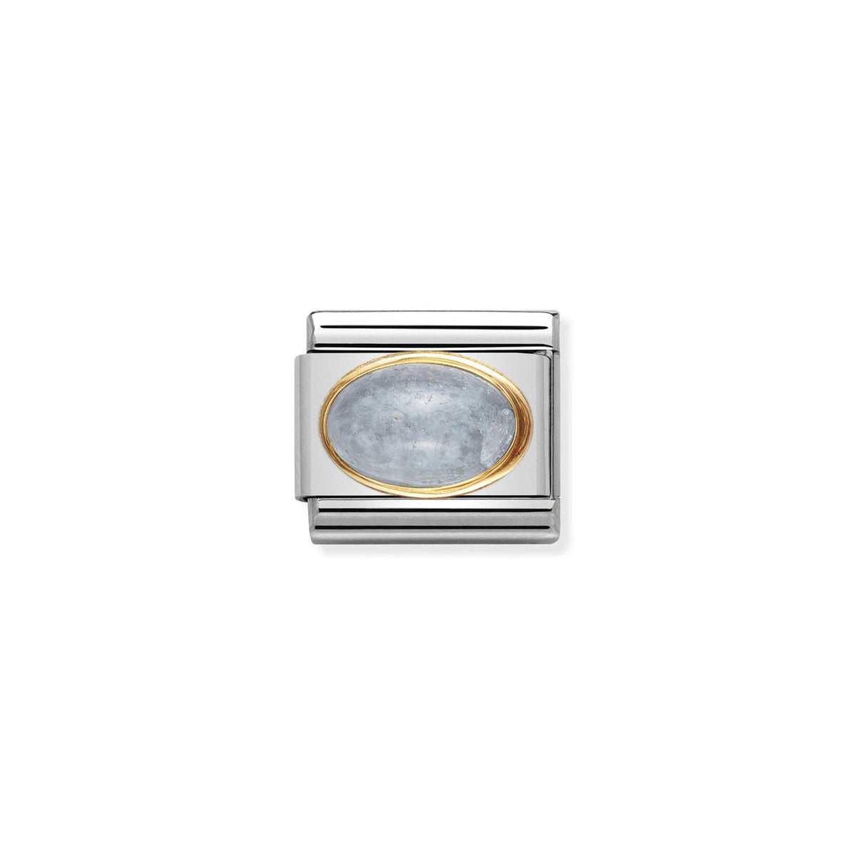 COMPOSABLE Classic OVAL STONES in stainless steel with 18k gold AQUAMARINE