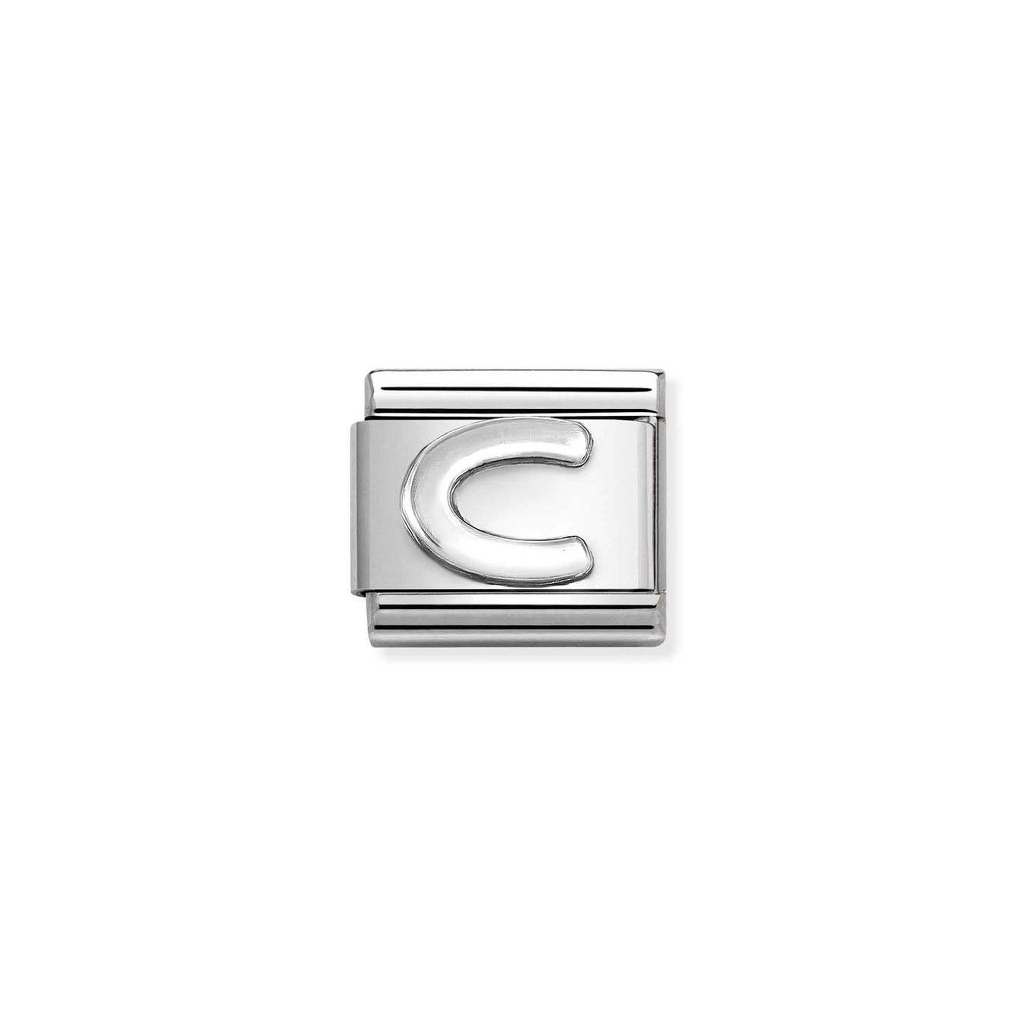 Composable Classic oxidized LETTERS in steel and 925 sterling silver C