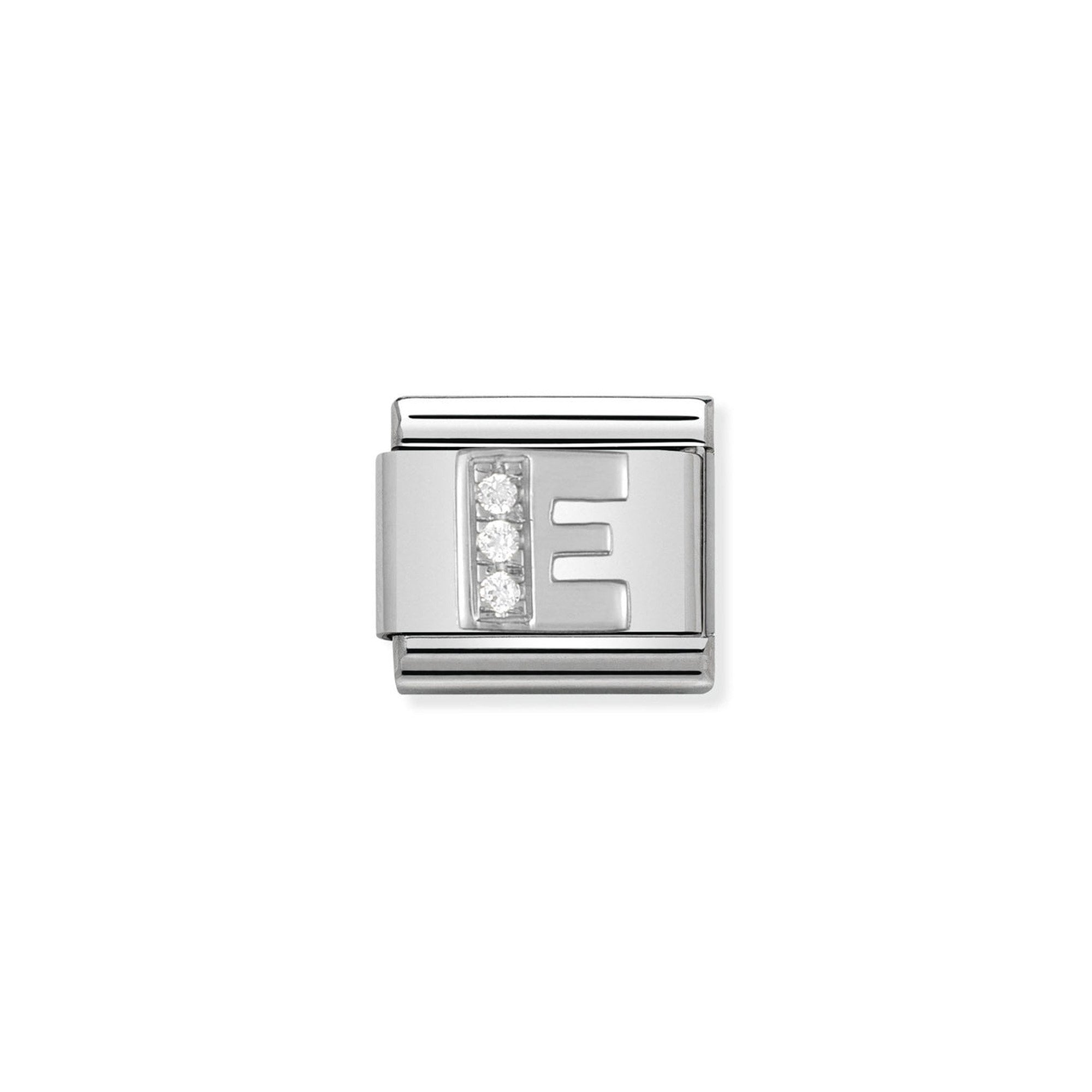 Composable Classic ALPHABET stainless steel, Cub. zirc and 925 sterling silver E