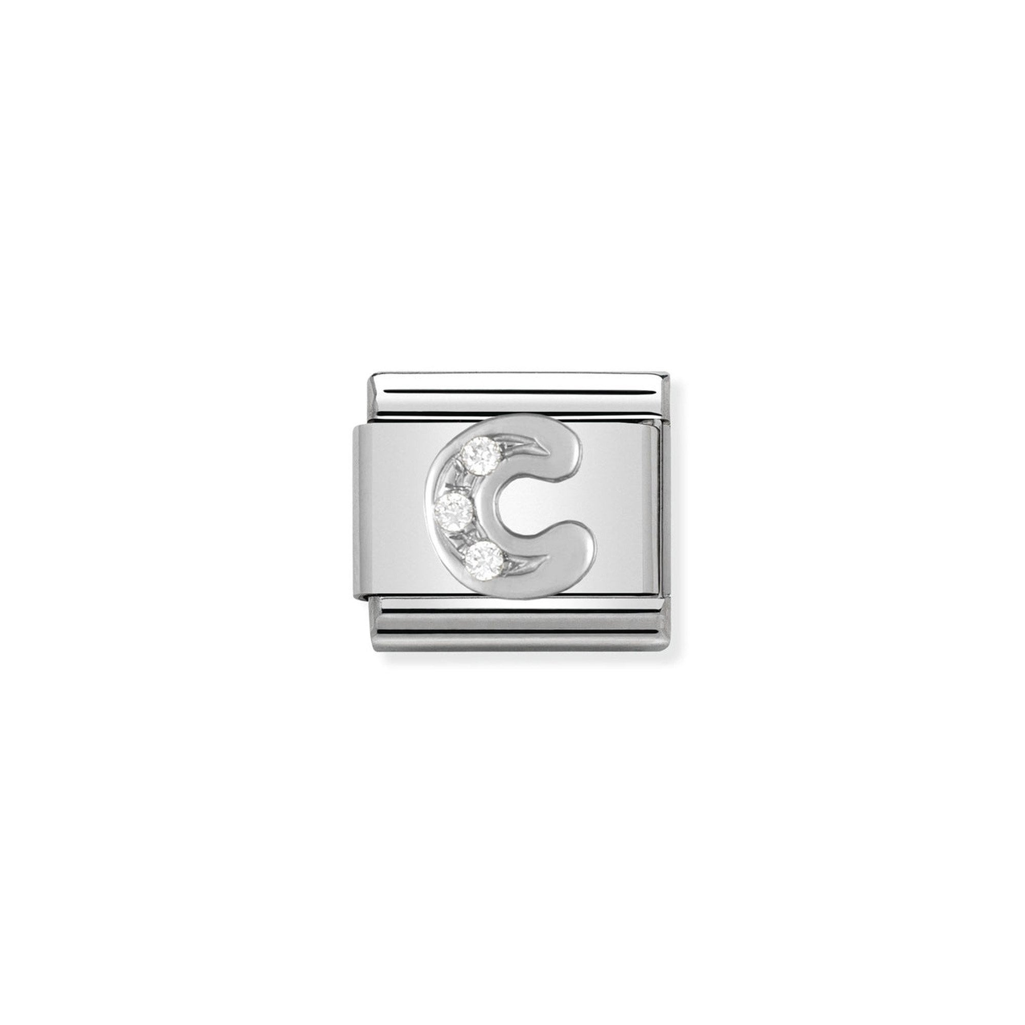 Composable Classic ALPHABET stainless steel, Cub. zirc and 925 sterling silver C
