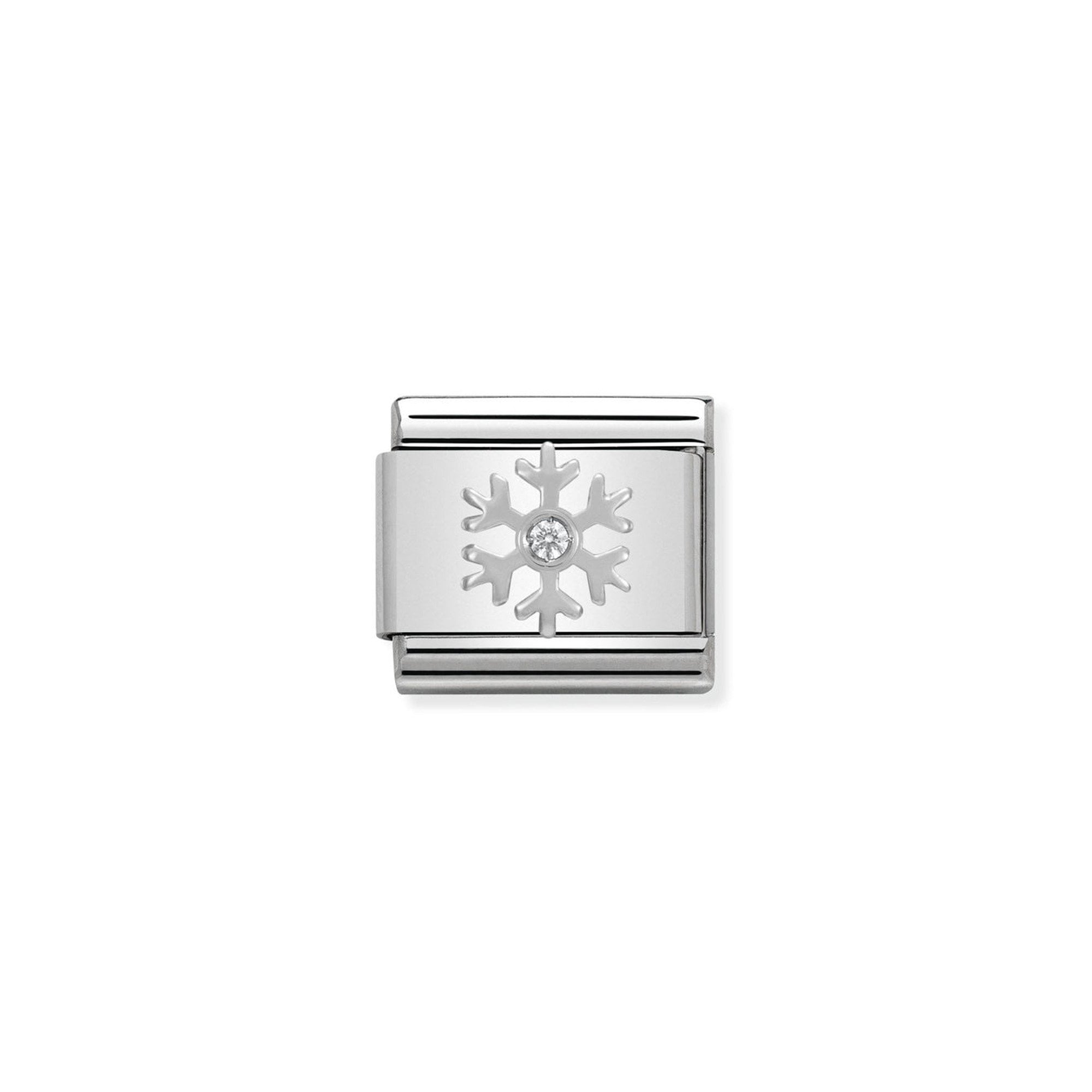 Composable CHRISTMAS stainless steel, enamel,Cub. zirc. and arg.925 White Snowflake