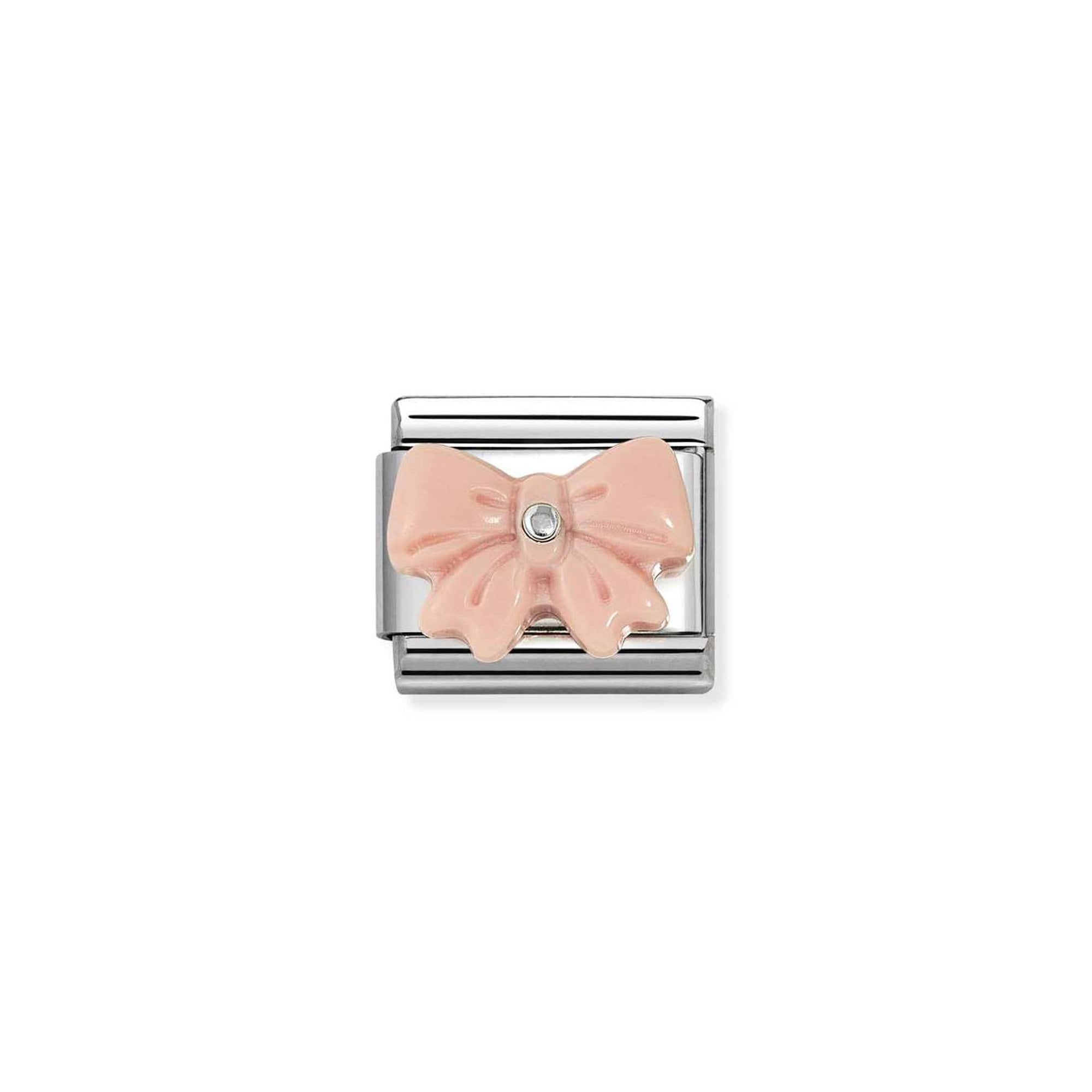 Composable Classic STONE SYMBOLS in steel and 925 sterling silver PINK RESIN bow