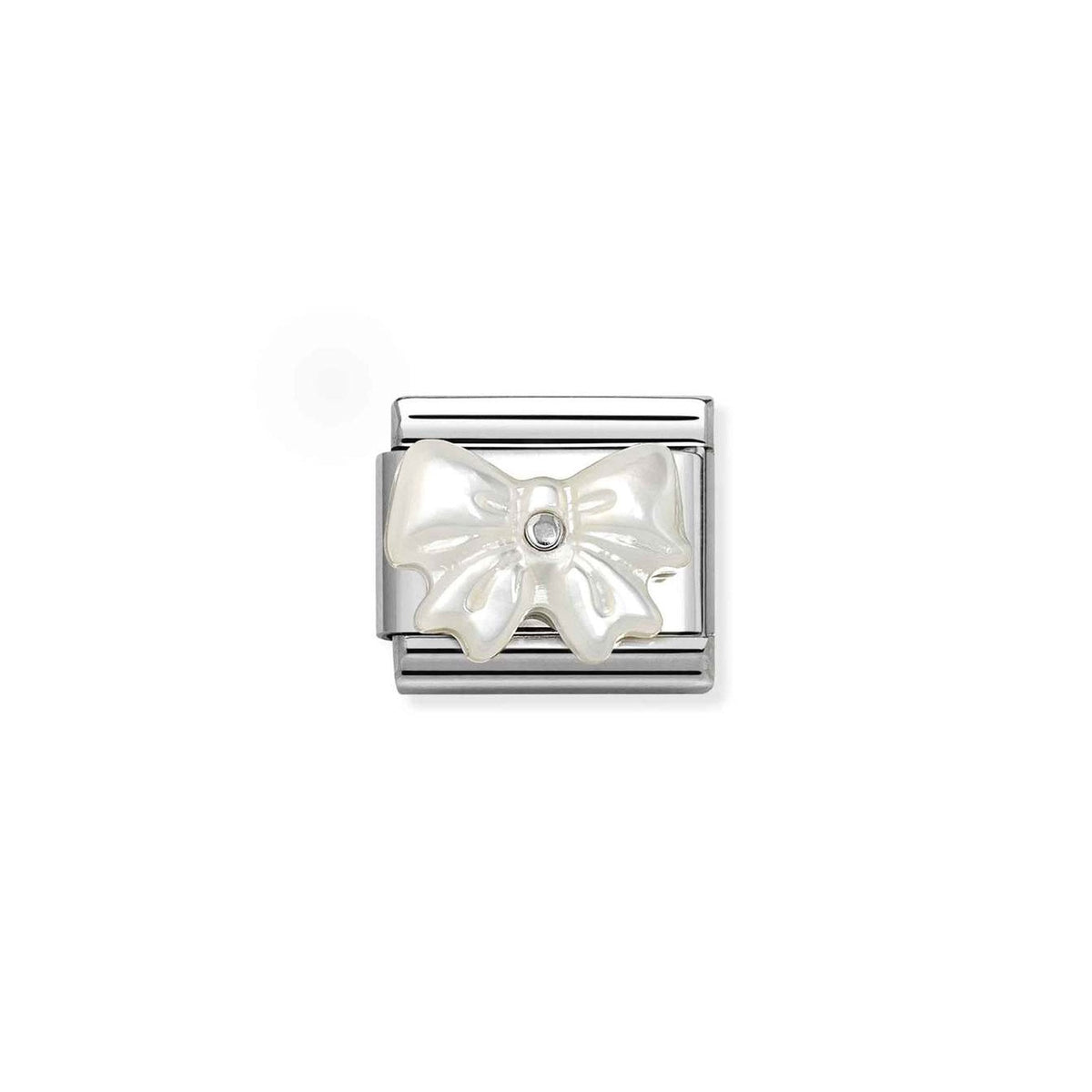 Composable Classic STONE SYMBOLS in steel and 925 sterling silver WHITE MOTHER OF PEARL bow
