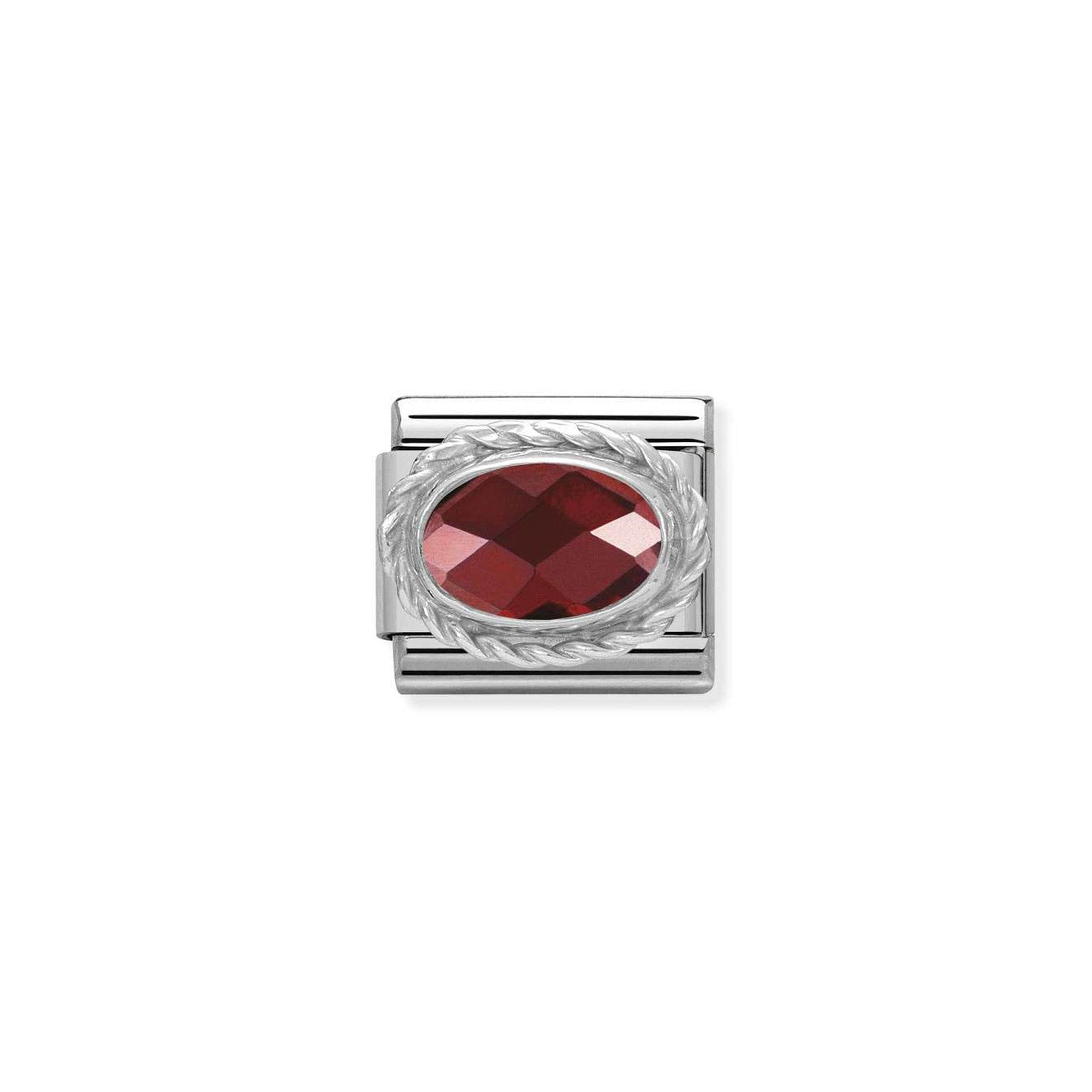 Composable Classic FACETED CZ in stainless steel with 925 sterling silver setting and detail RED