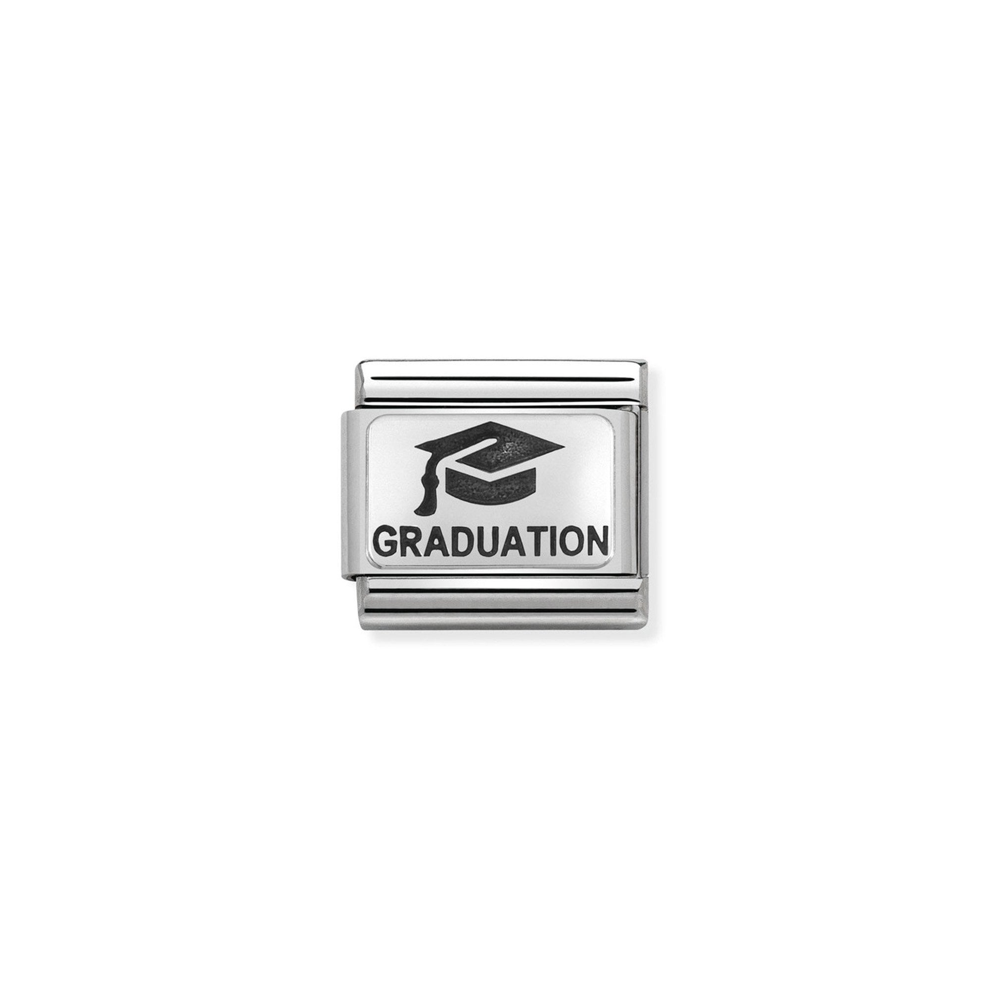 Composable Classic OXYDISED PLATES 2 in steel and 925 sterling silver Graduation with hat