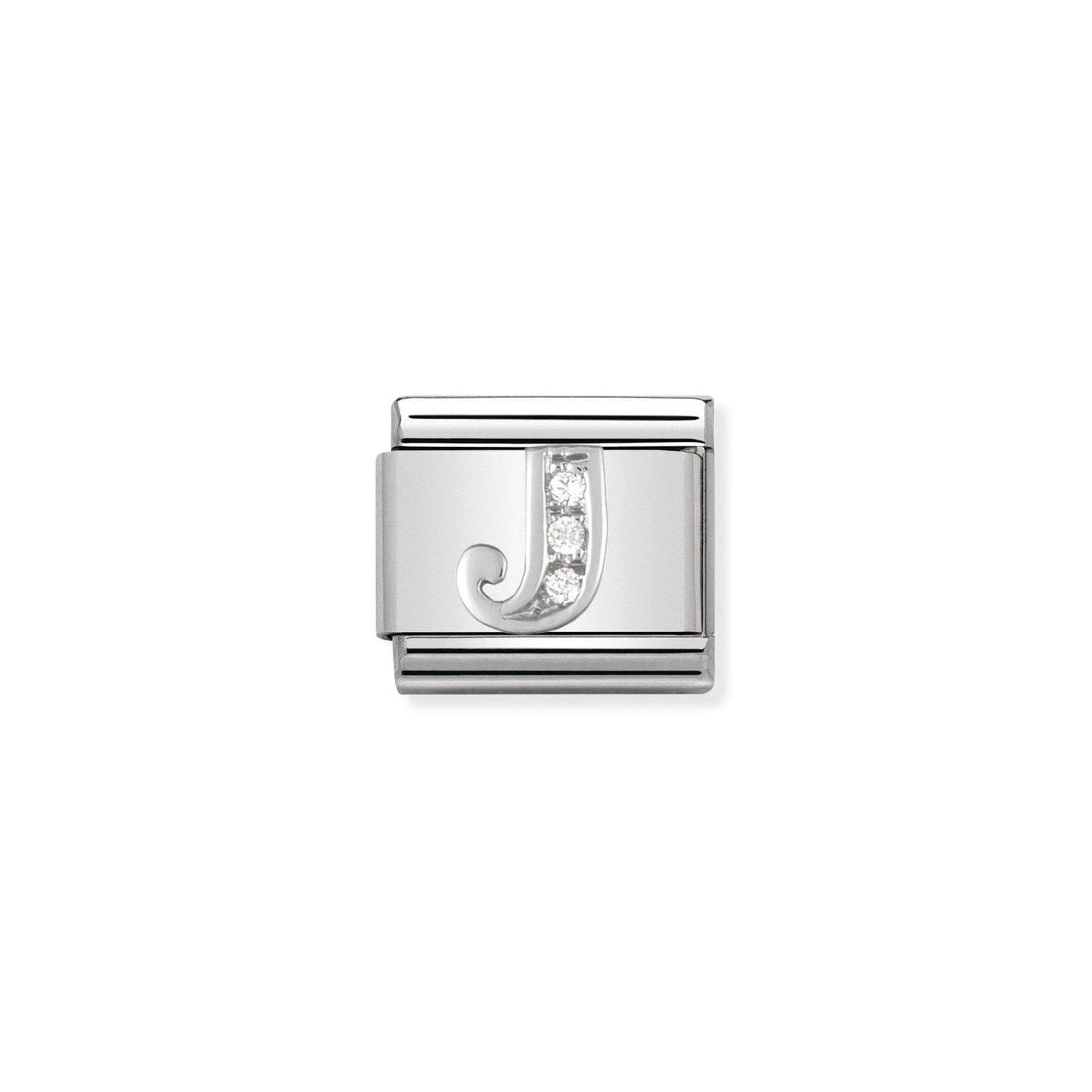 Composable Classic ALPHABET stainless steel, Cub. zirc and 925 sterling silver J