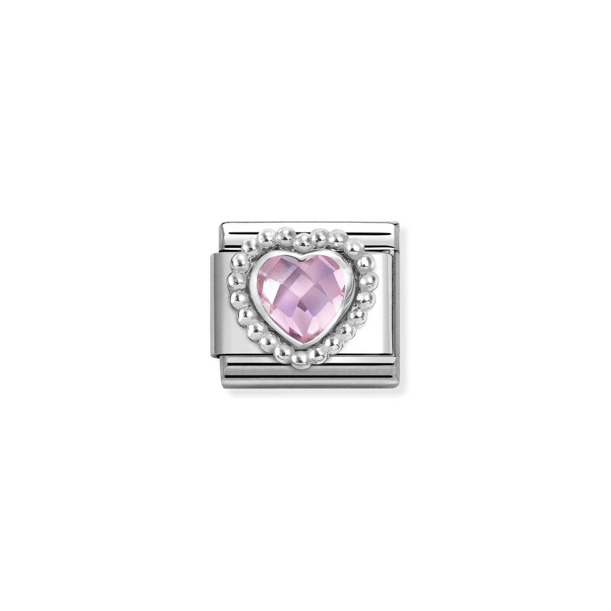 Composable CL CZ FACETED, steel with RICH SETTING HEART DOTS 925 silver PINK