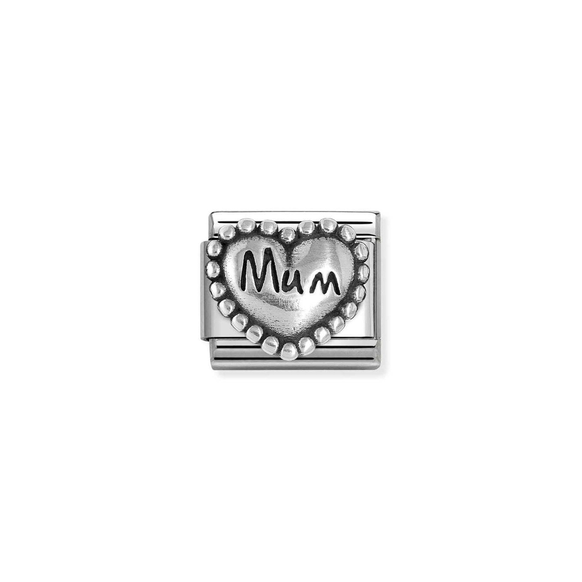 Composable Classic OXIDIZED SYMBOLS in st.steel and 925 sterling silver Heart with dots Mum