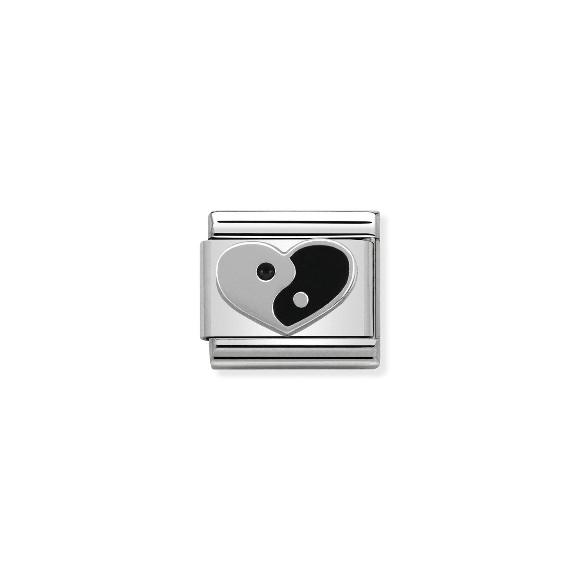 Composable Classic SYMBOLS in stainless steel , enamel and 925 sterling silver Ying Yang heart
