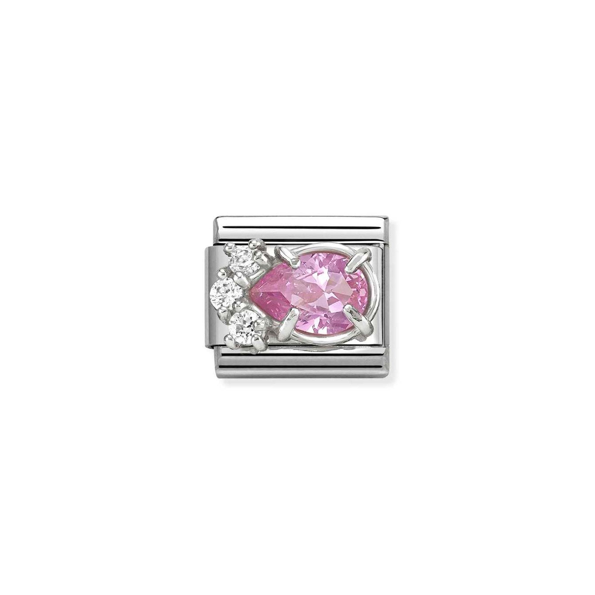 Composable CL steel, CZ and 925 sterling silver PINK drop