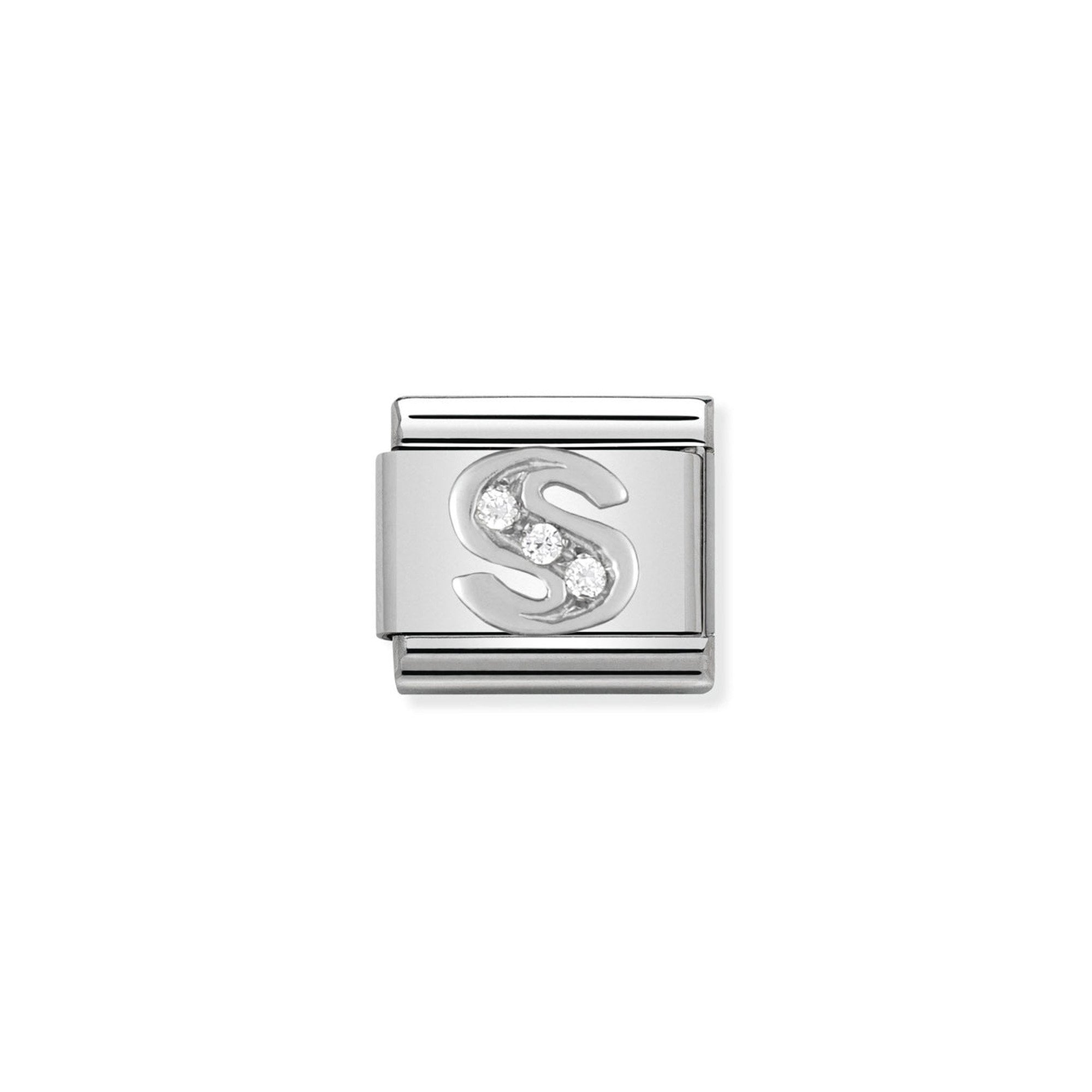 Composable Classic ALPHABET stainless steel, Cub. zirc and 925 sterling silver S