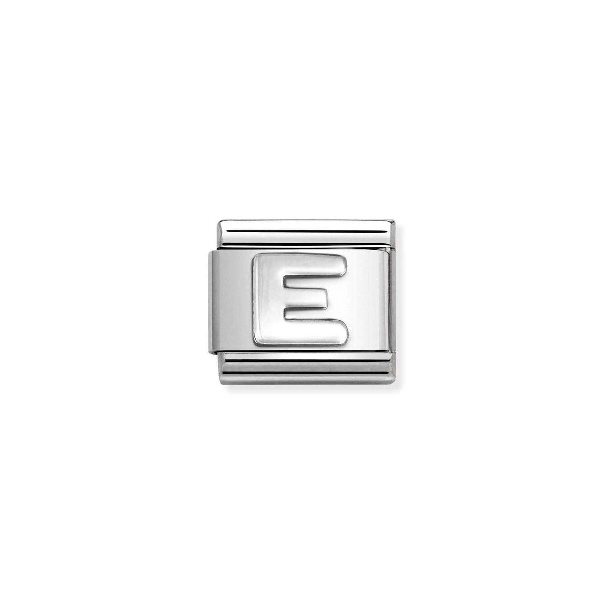 Composable Classic oxidized LETTERS in steel and 925 sterling silver E